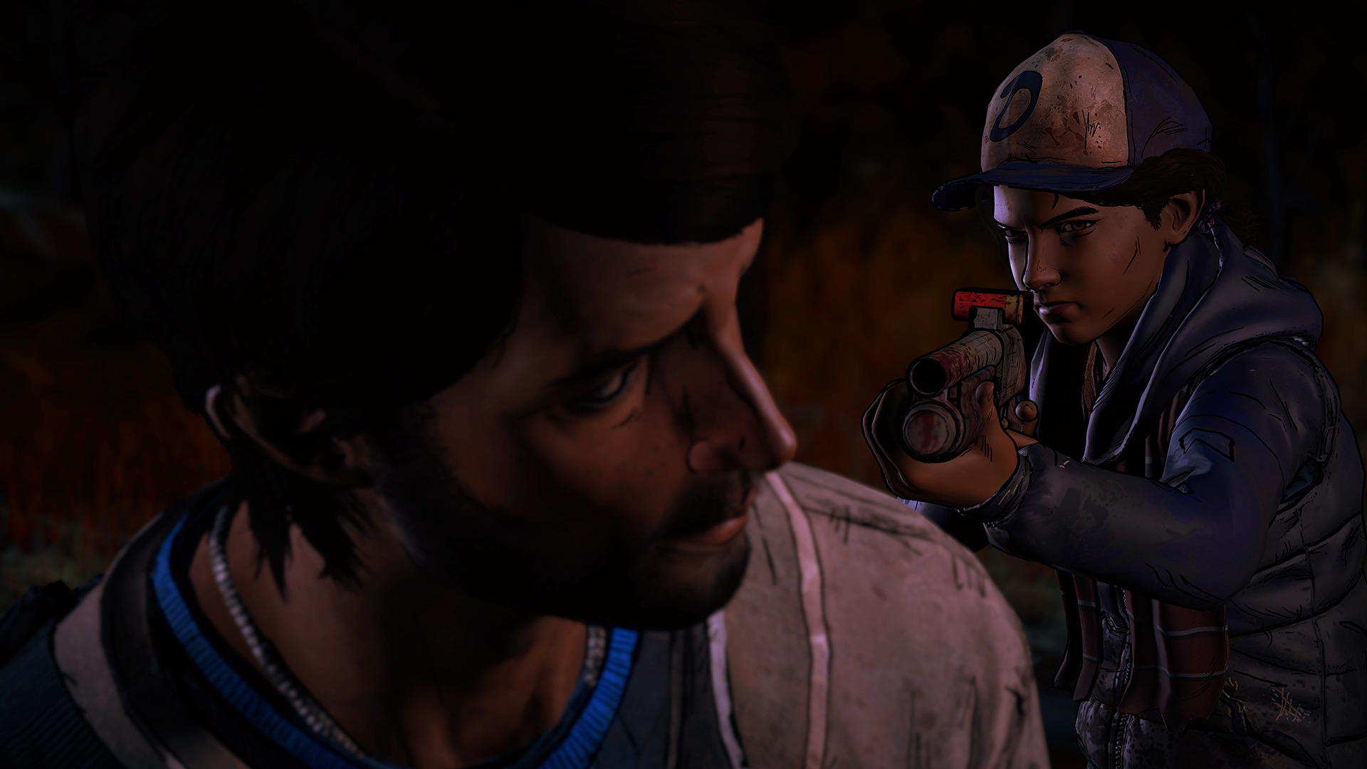 Clementine from The Walking Dead aiming a gun HD Wallpaper