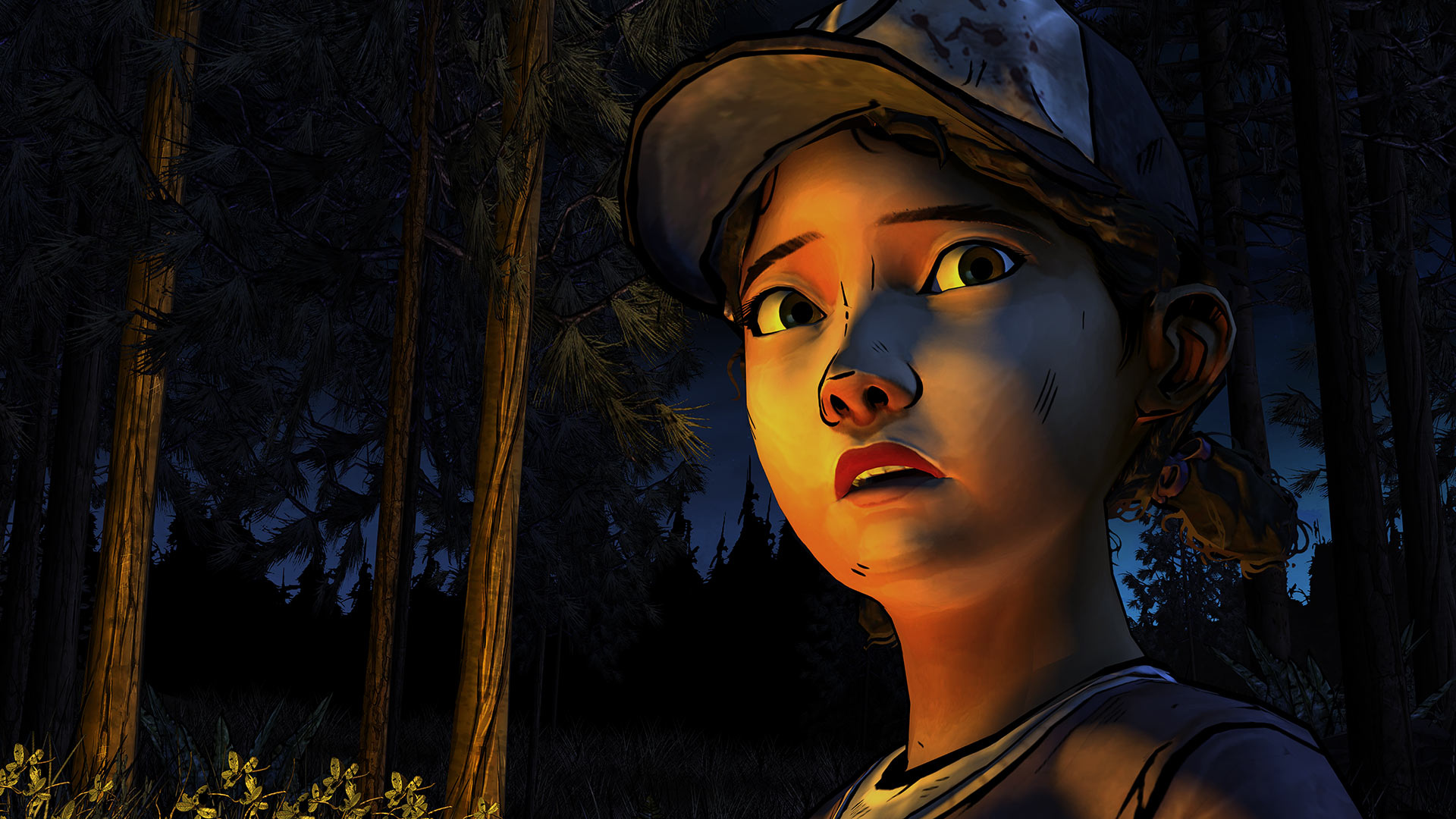 Clementine from The Walking Dead in a forest HD Wallpaper
