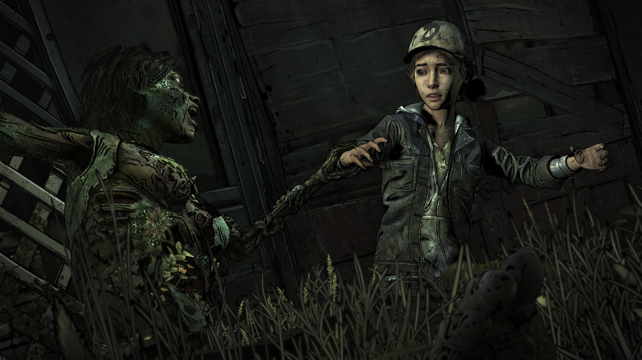 Clementine from The Walking Dead fighting a walker HD Wallpaper