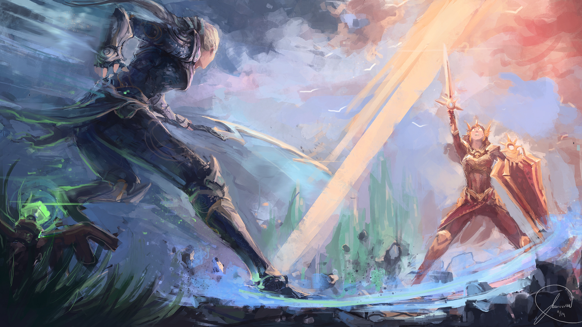 Diana from League of Legends in battle HD Wallpaper