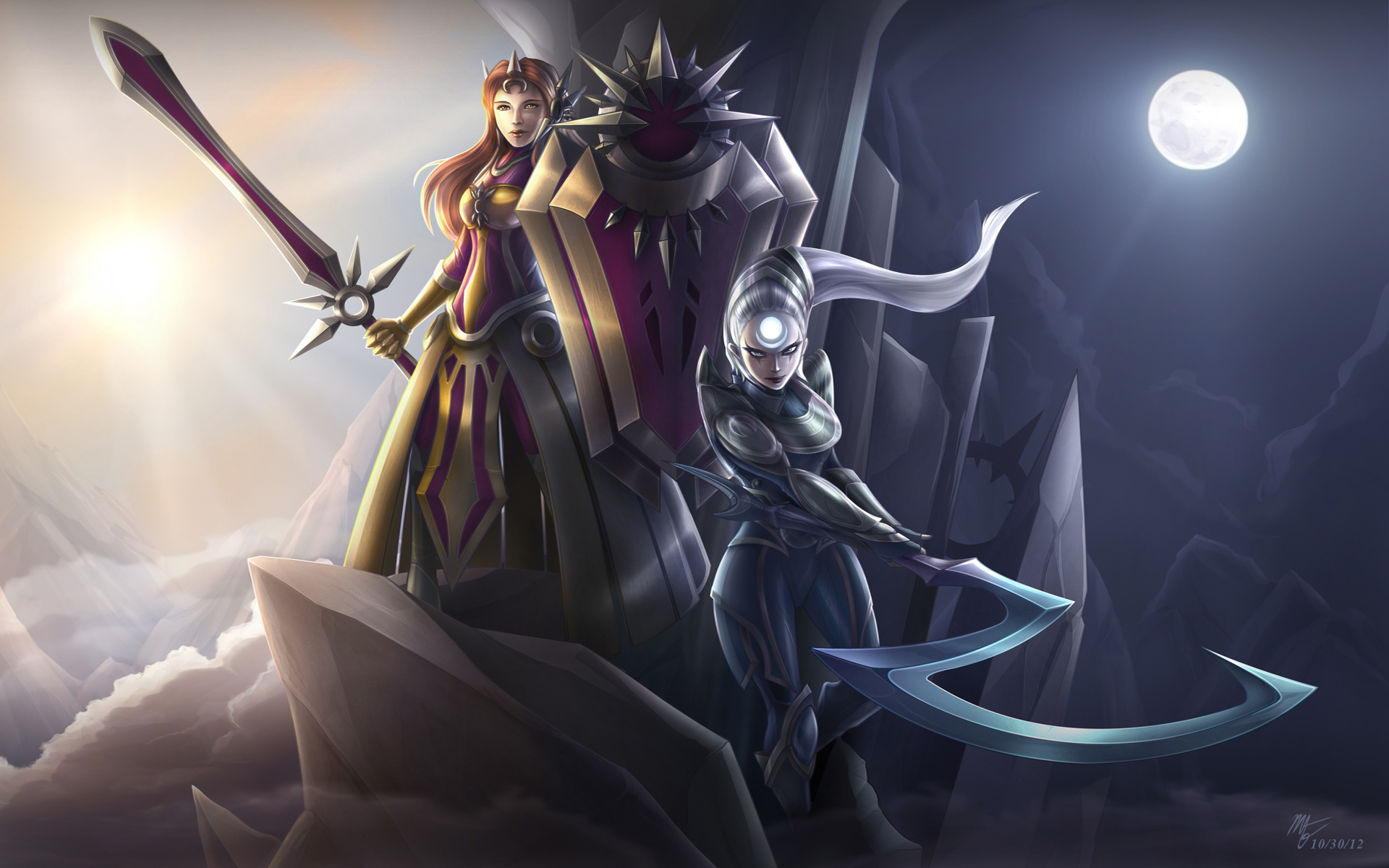 Diana from League of Legends with Leona HD Wallpaper