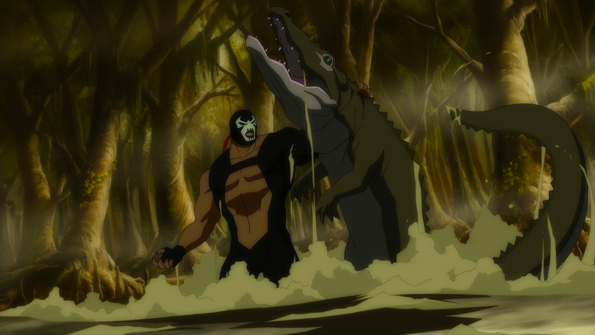 Bane fighting an alligator in a swamp HD Wallpaper