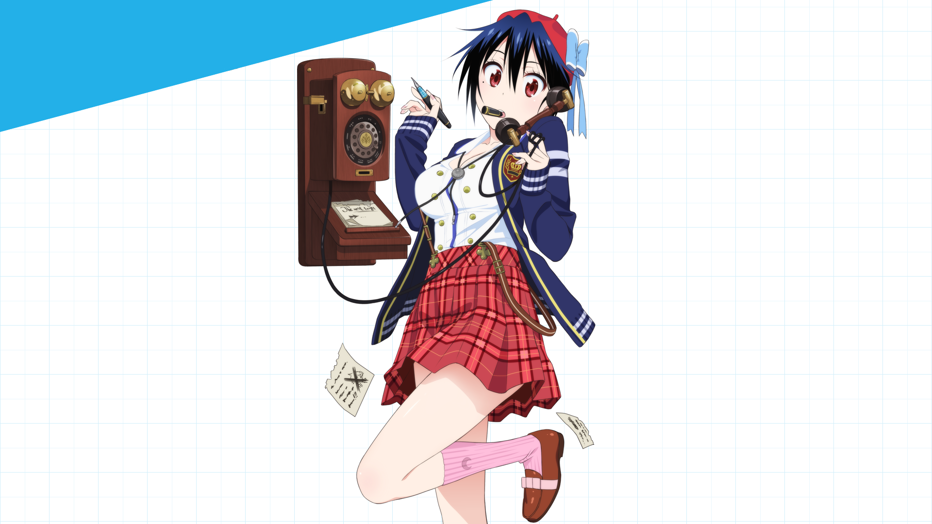Seishirou Tsugumi from Nisekoi with a vintage phone HD Wallpaper