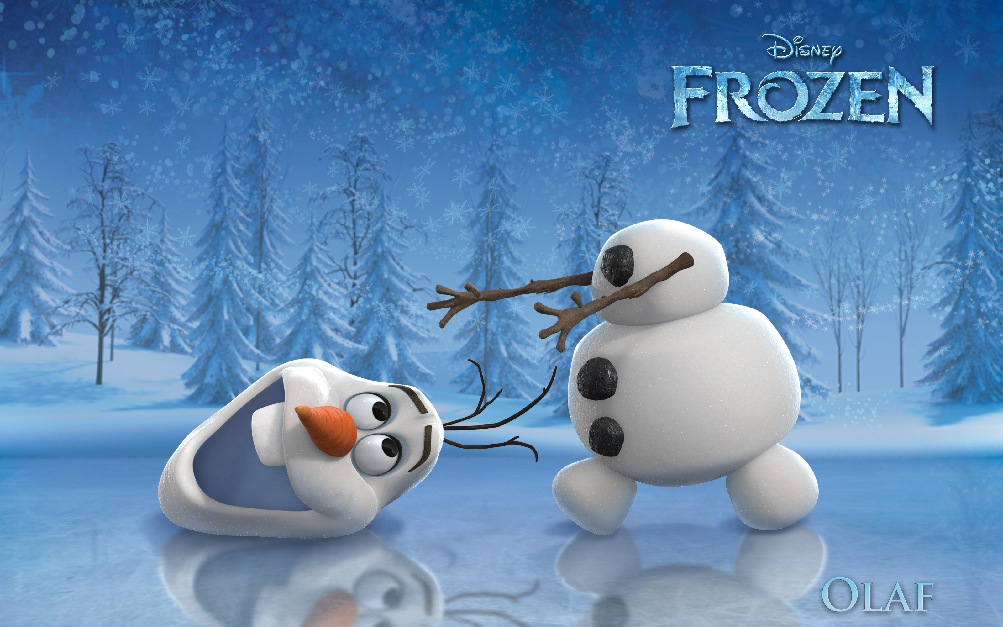 Olaf from Frozen in a snowy forest HD Wallpaper