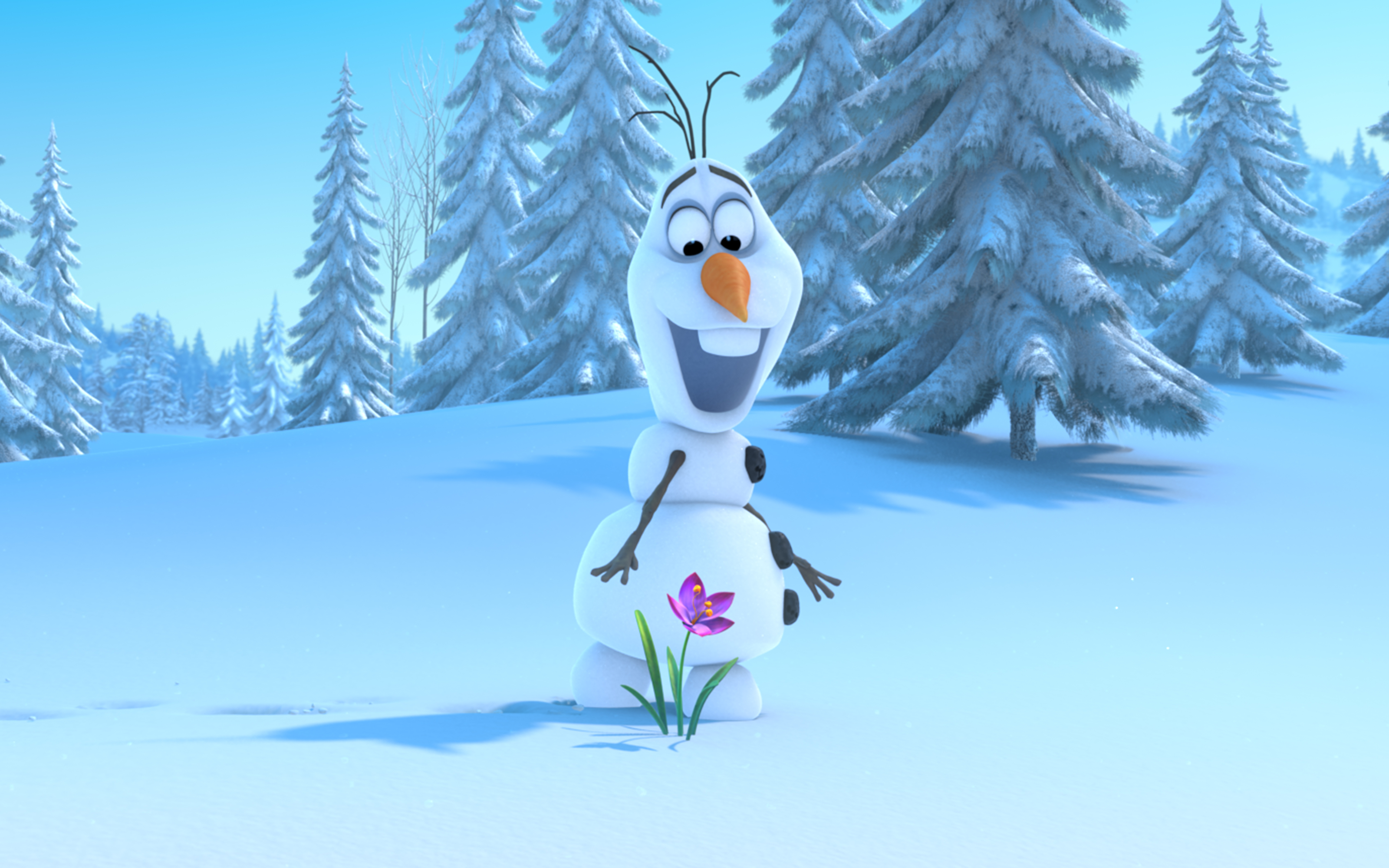 Olaf from Frozen in a snowy forest HD Wallpaper