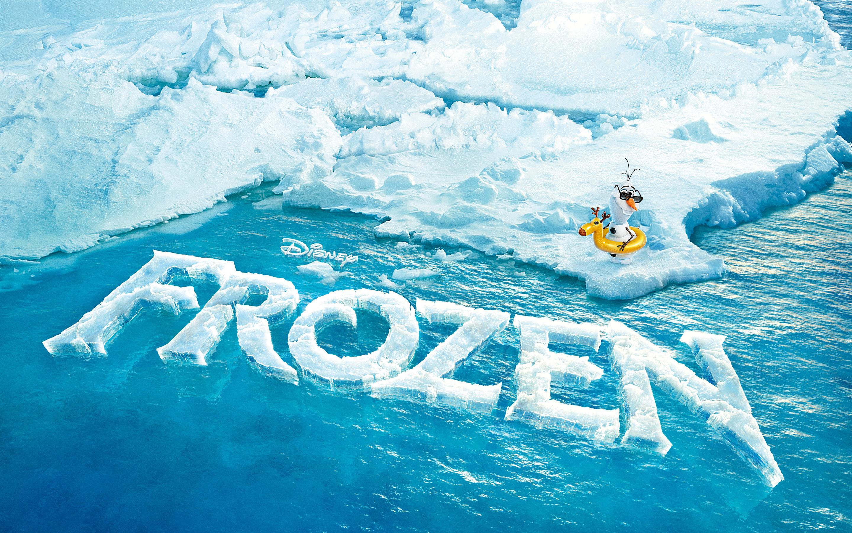 Olaf from Frozen on ice with Disney logo HD Wallpaper