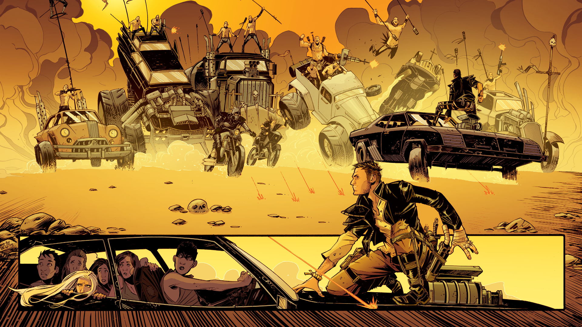 Max Rockatansky and War Boys in a desert chase HD Wallpaper