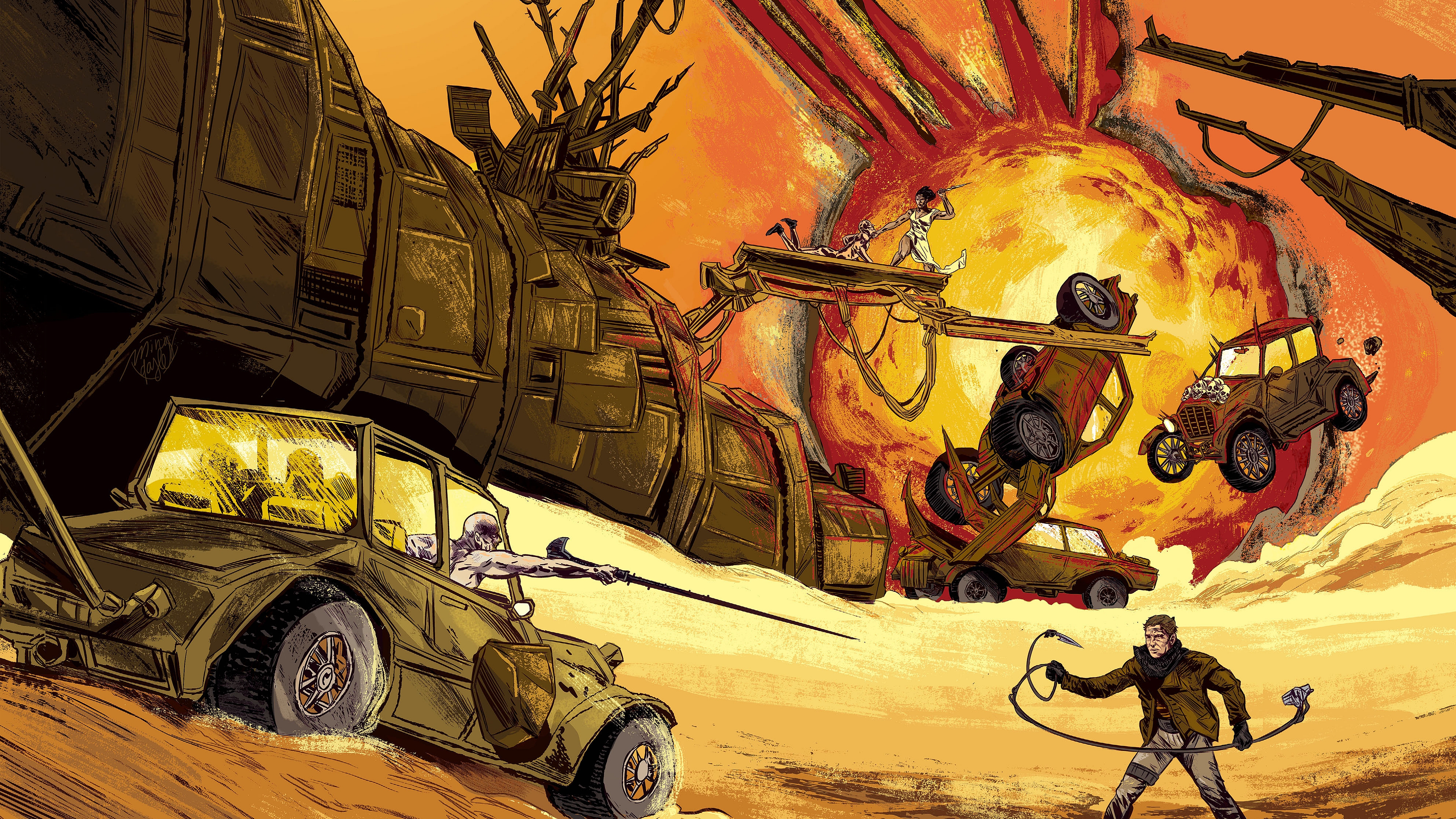 Max Rockatansky in a desert battle HD Wallpaper