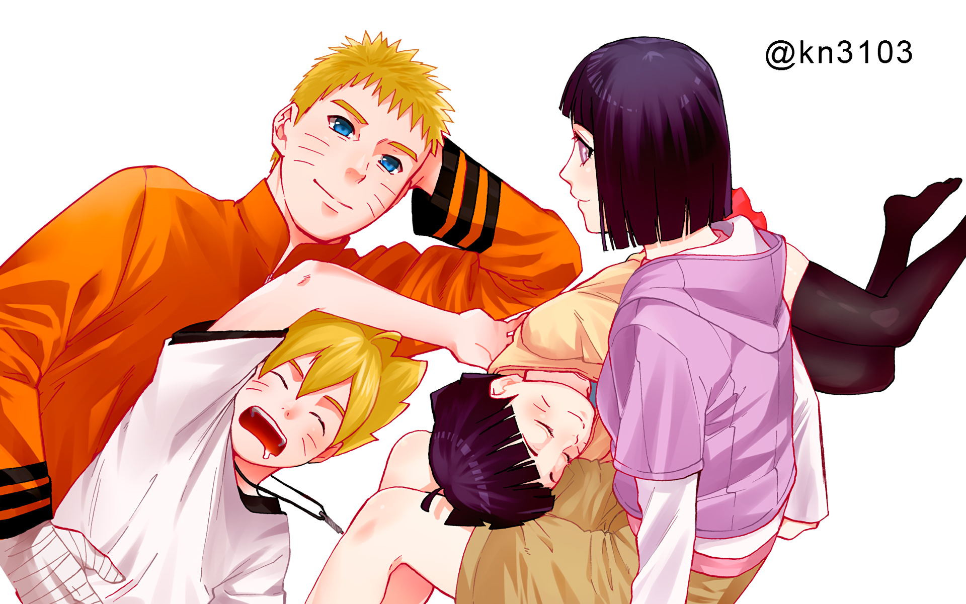 Naruto, Hinata, Boruto, and Himawari Uzumaki HD Wallpaper