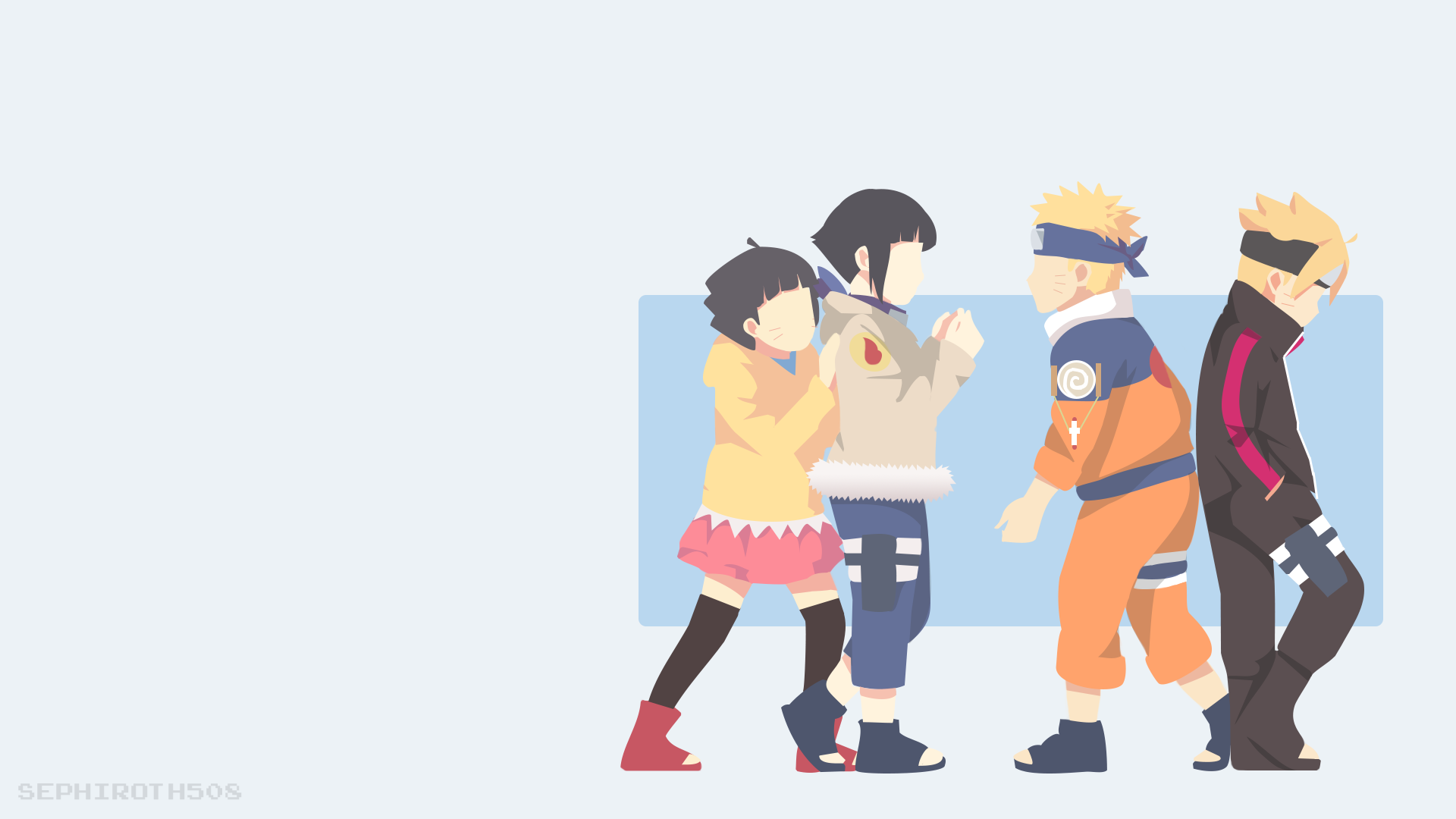 Naruto, Boruto, Himawari, and Hinata HD Wallpaper