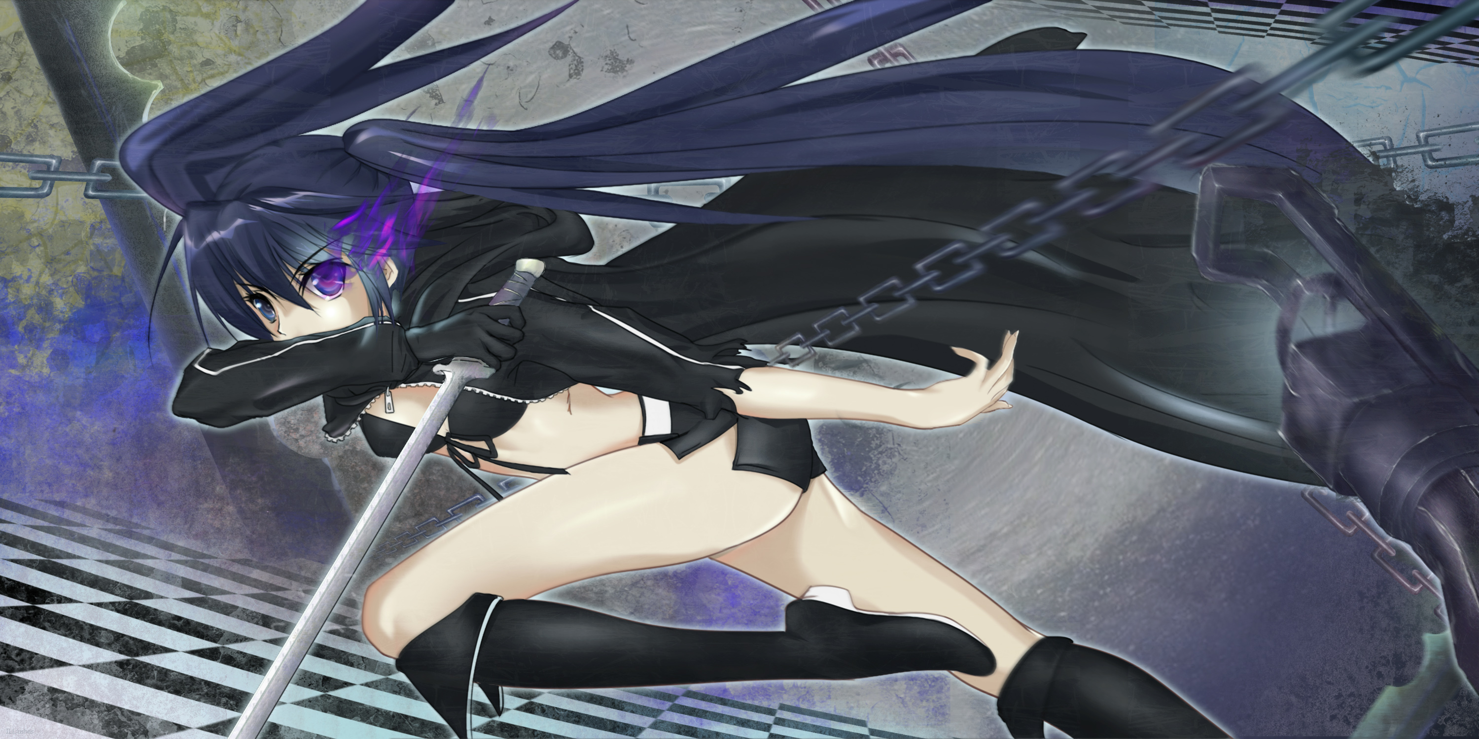 Black Rock Shooter with Sword and Chains HD Wallpaper