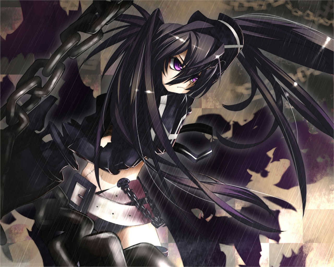 Insane Black Rock Shooter with Chains HD Wallpaper