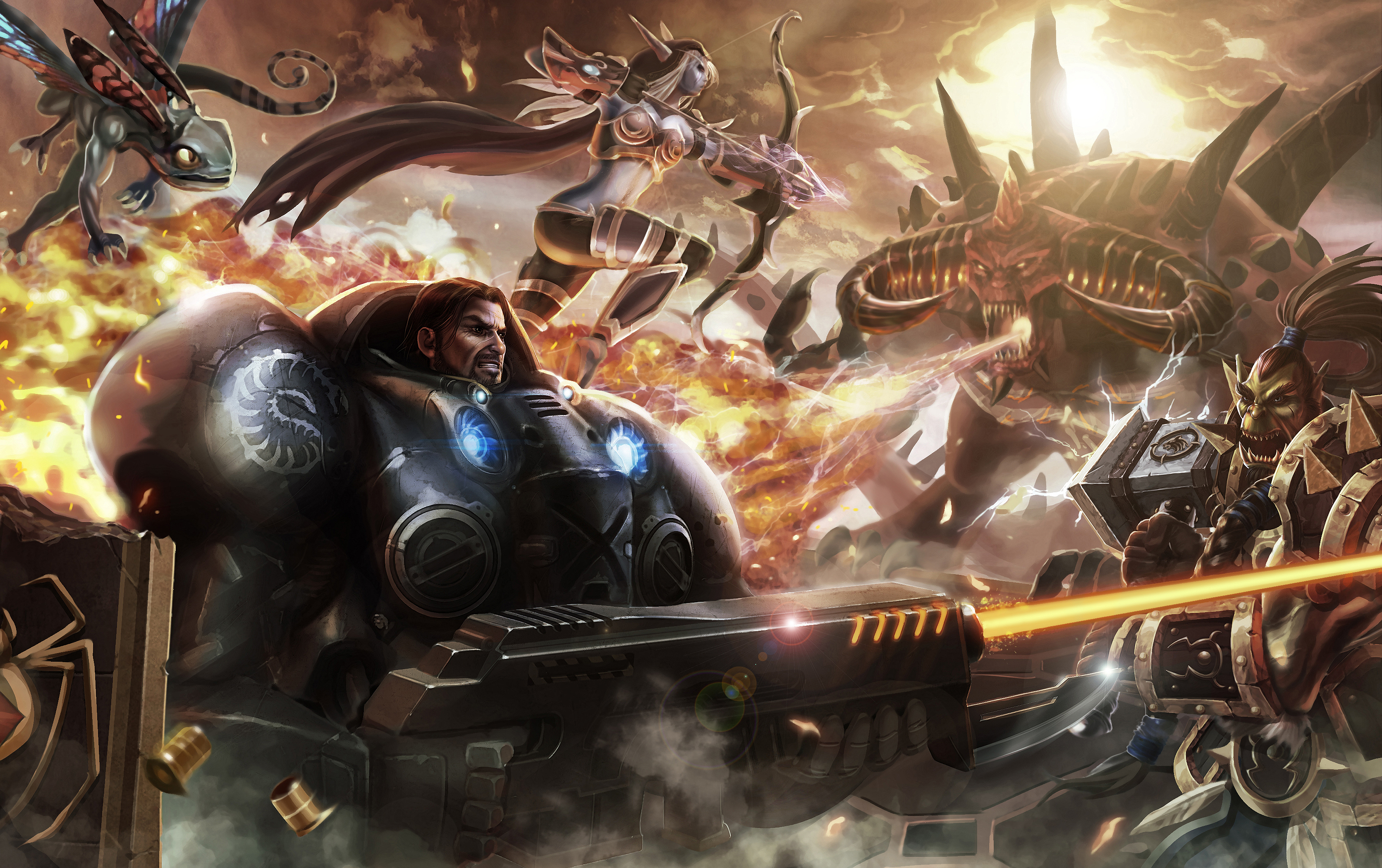 StarCraft and Warcraft characters in battle HD Wallpaper