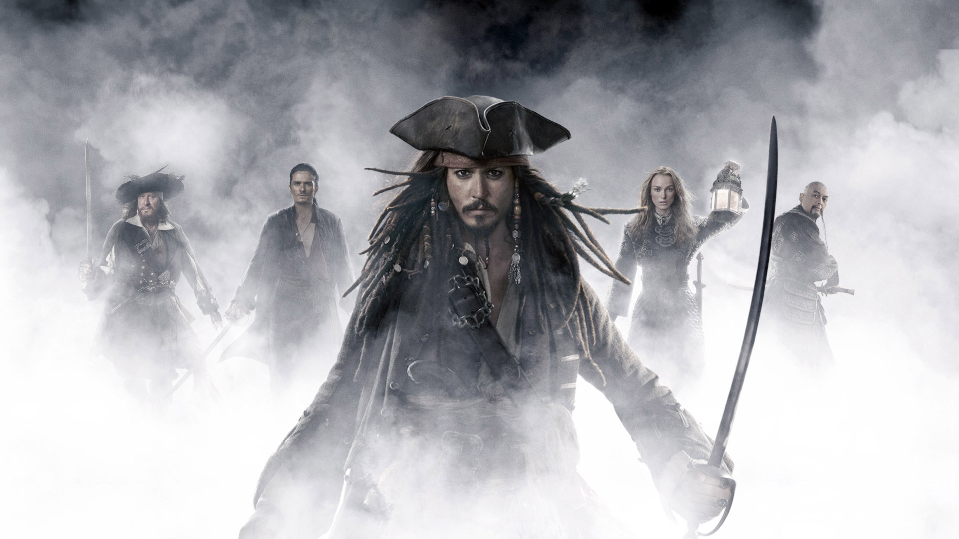 Pirates of the Caribbean characters in fog HD Wallpaper