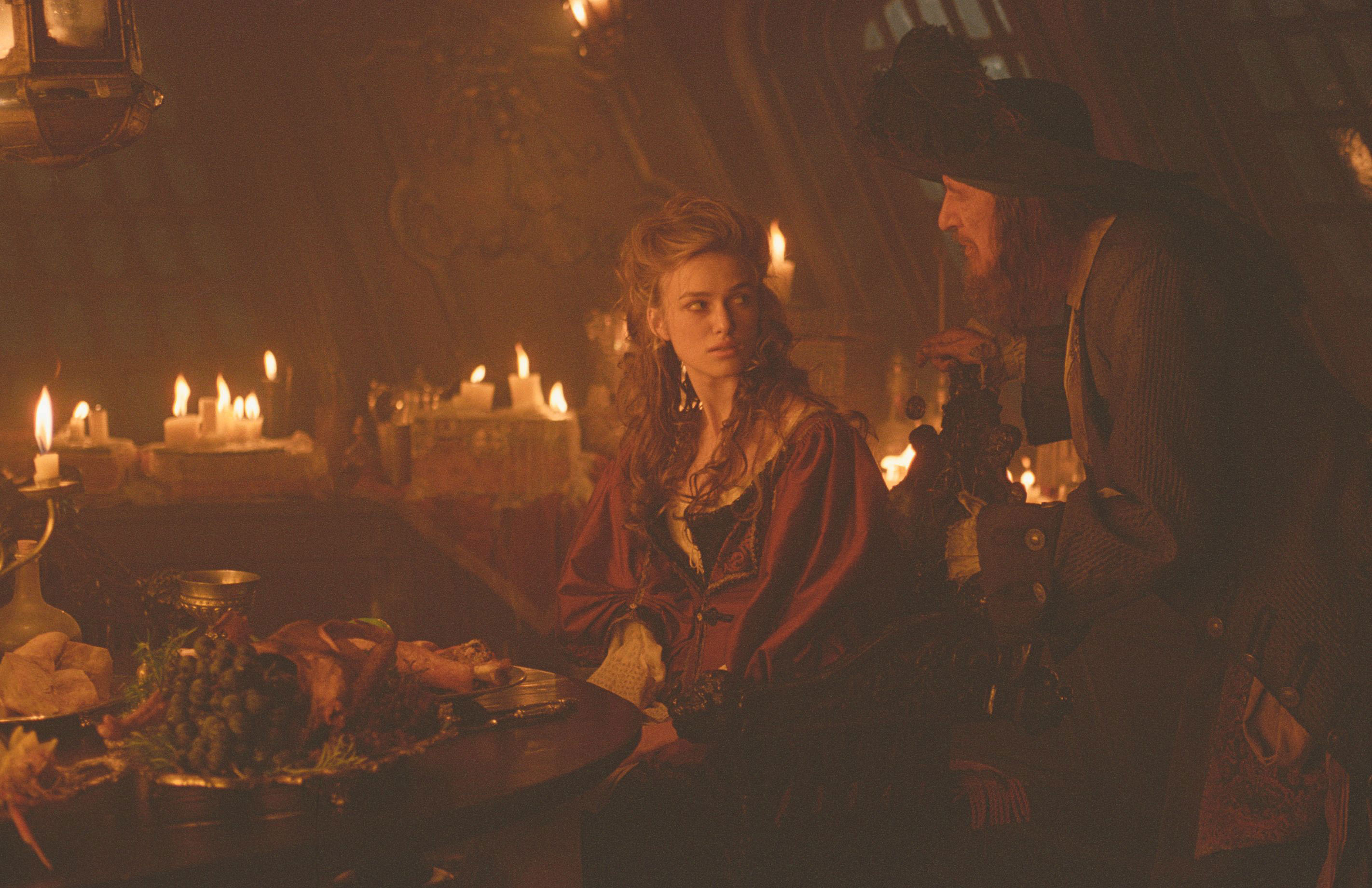 Elizabeth Swann and Hector Barbossa from Pirates of the Caribbean HD Wallpaper