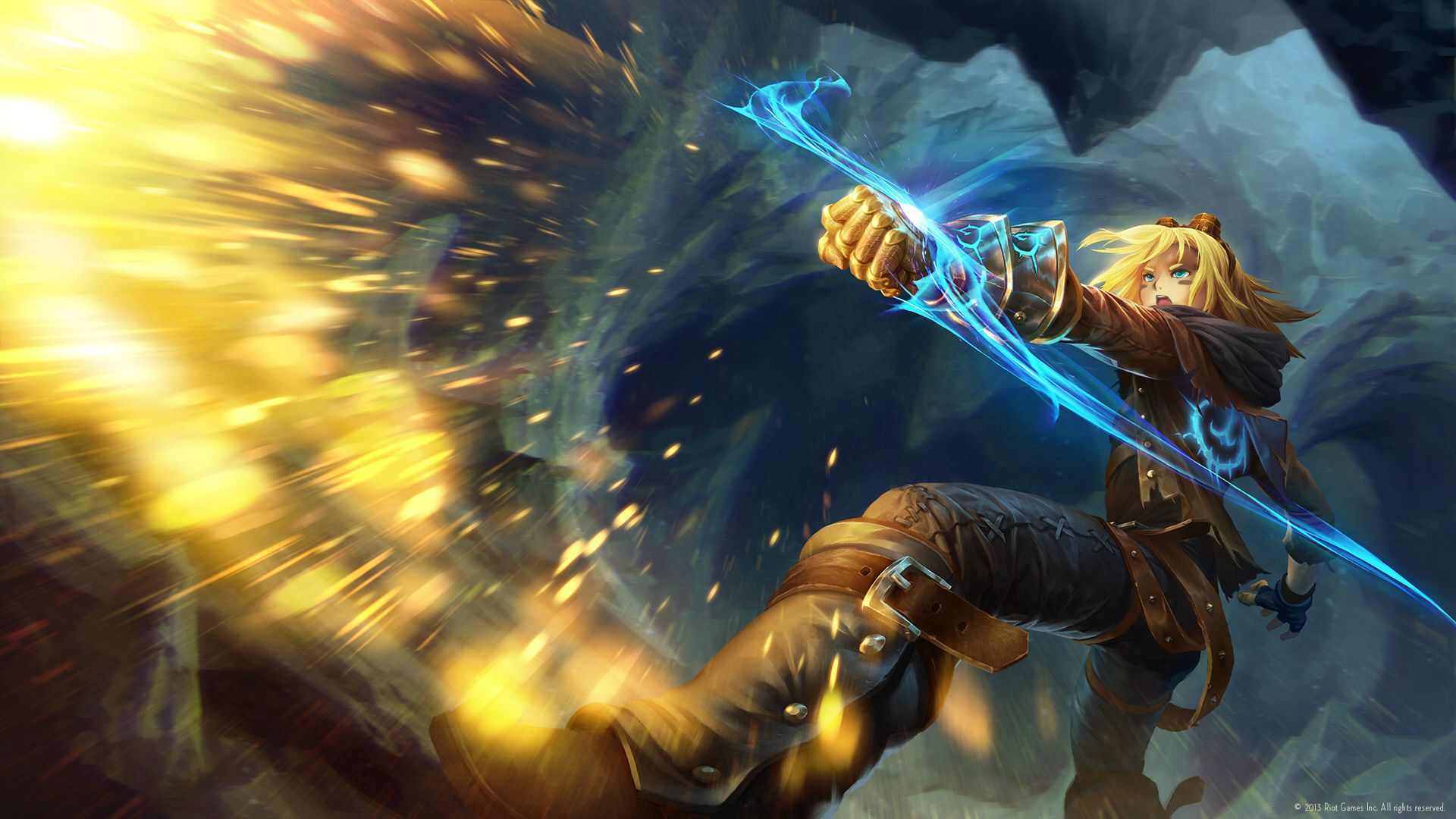 Ezreal from League of Legends casting a spell HD Wallpaper