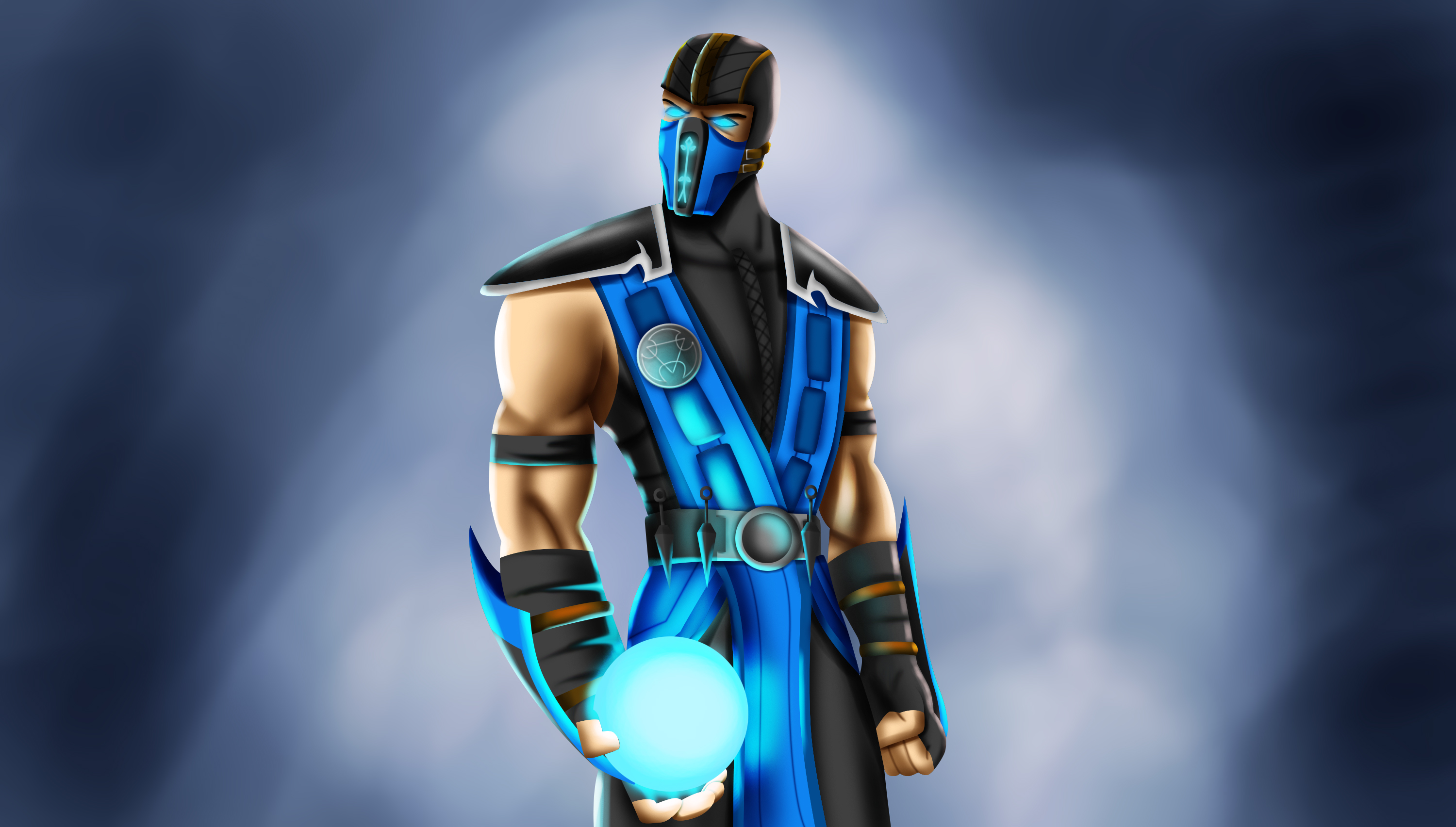 Sub-Zero from Mortal Kombat holding an ice ball HD Wallpaper