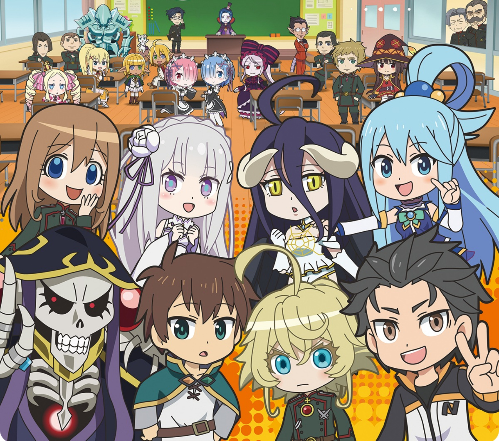 Anime characters in a classroom setting HD Wallpaper