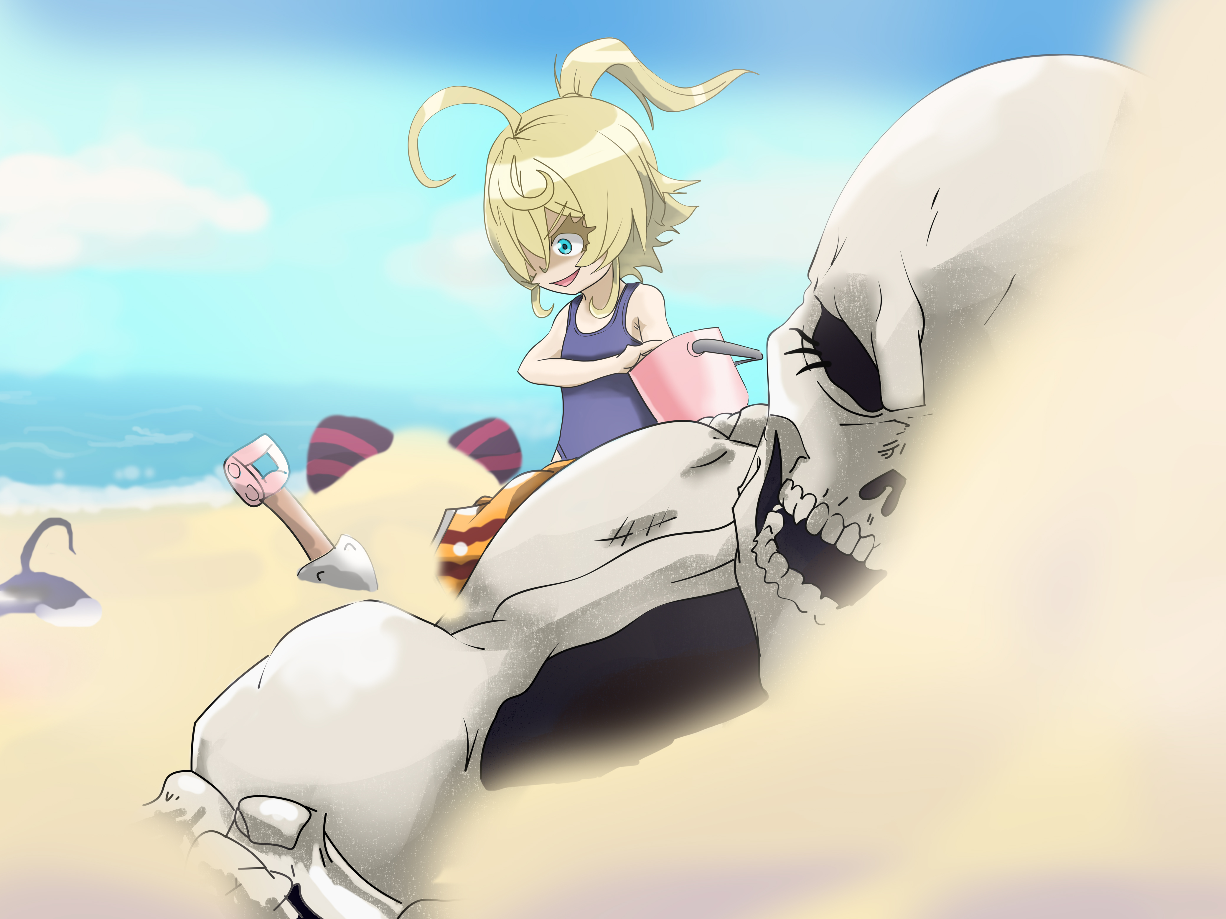 Shalltear Bloodfallen on the beach HD Wallpaper