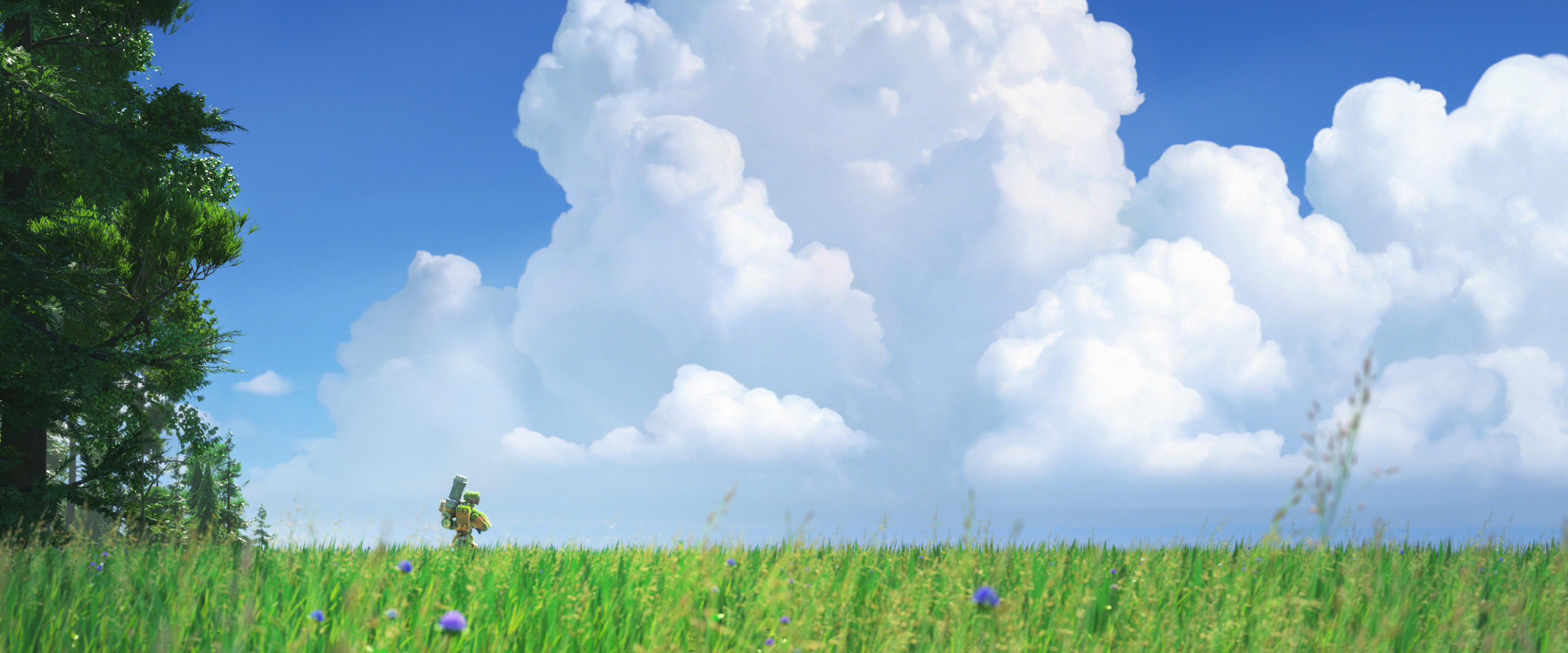 Bastion from Overwatch in a grassy field HD Wallpaper