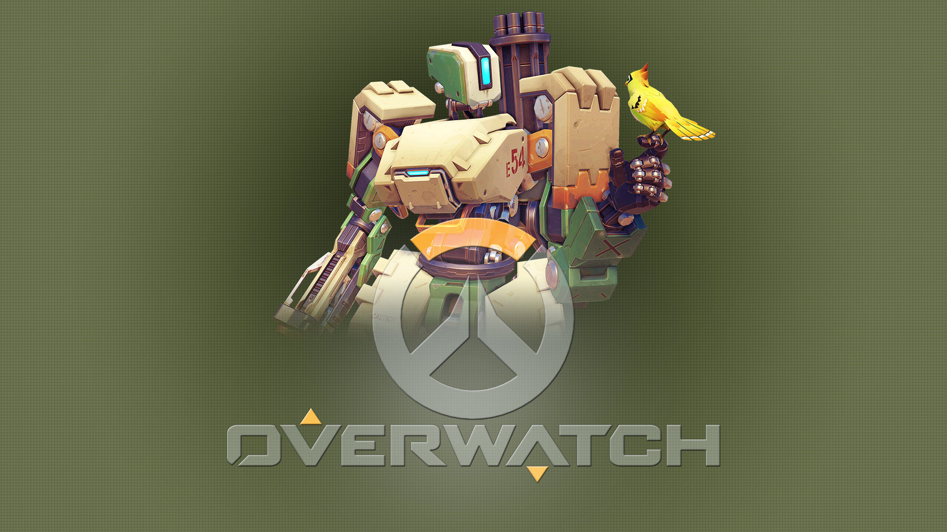 Bastion from Overwatch with a bird HD Wallpaper