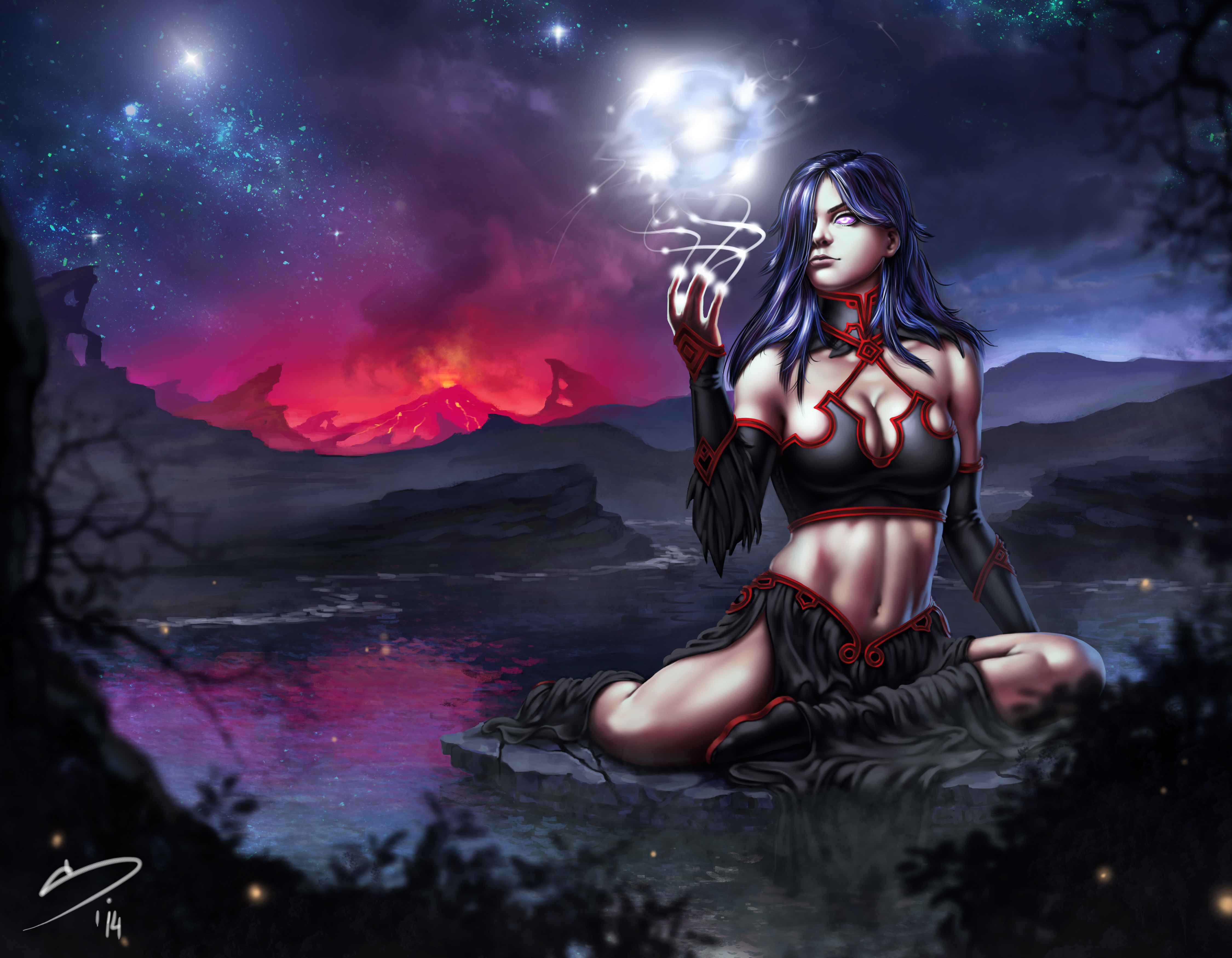 Sorceress from Diablo III casting a spell HD Wallpaper