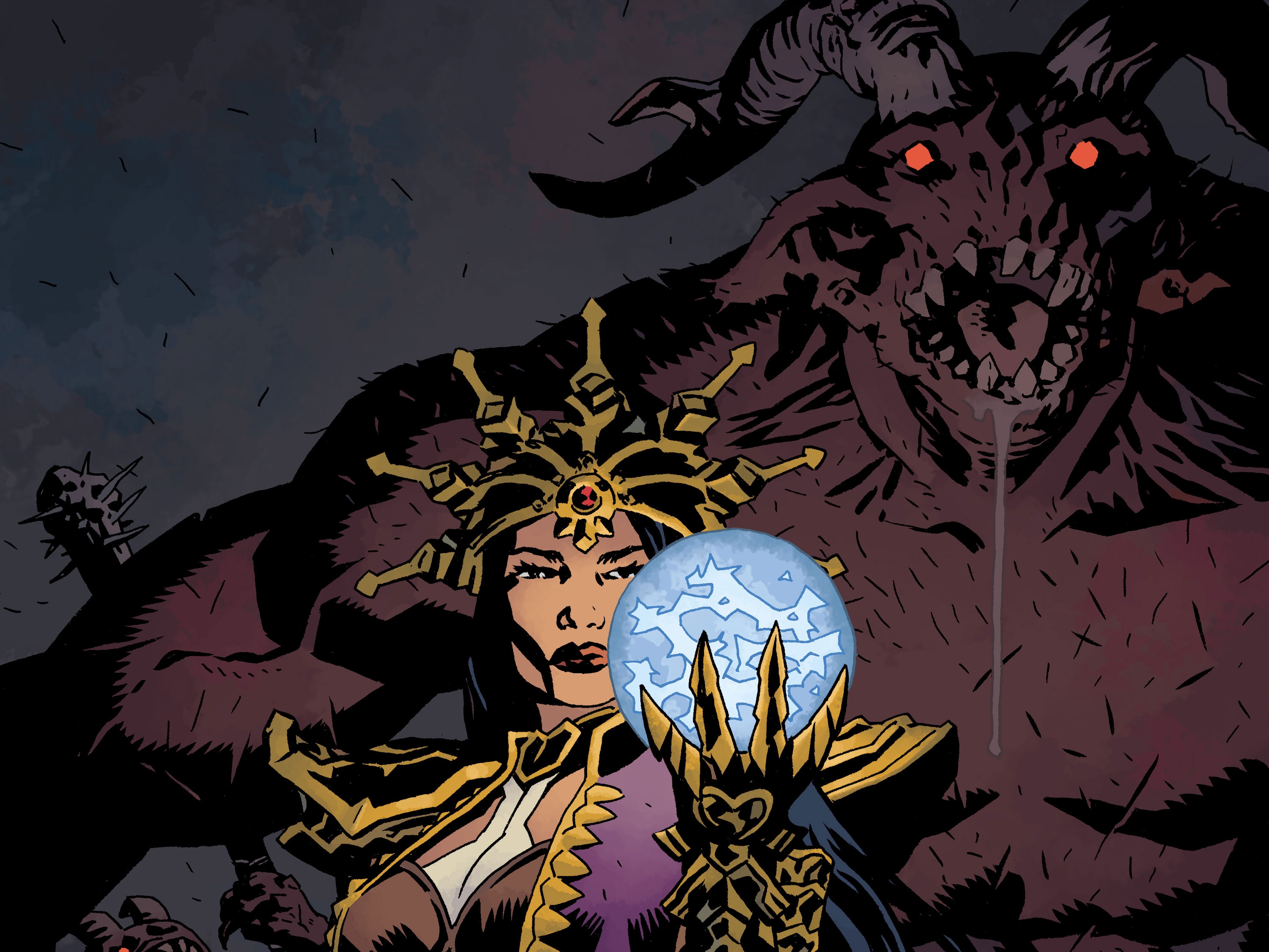 Witch Doctor from Diablo III holding a crystal ball HD Wallpaper