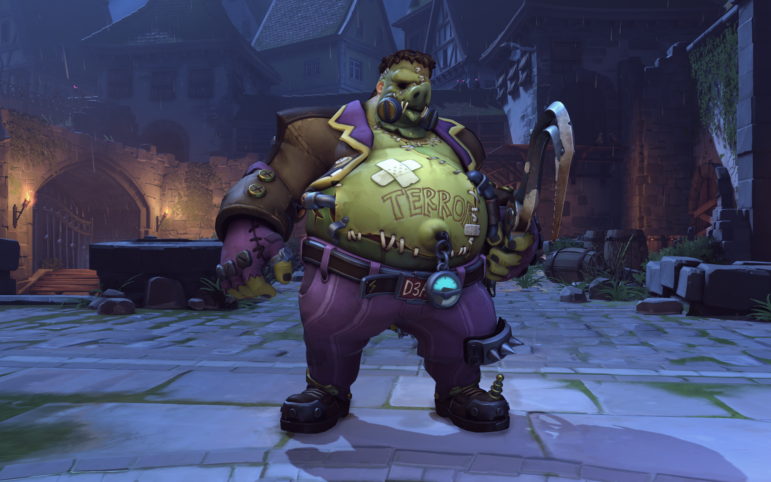 Roadhog from Overwatch in Frankenstein costume HD Wallpaper