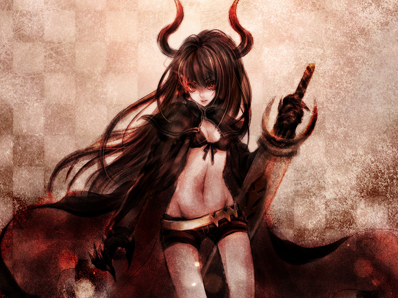 Black Gold Saw with Horns and Sword HD Wallpaper