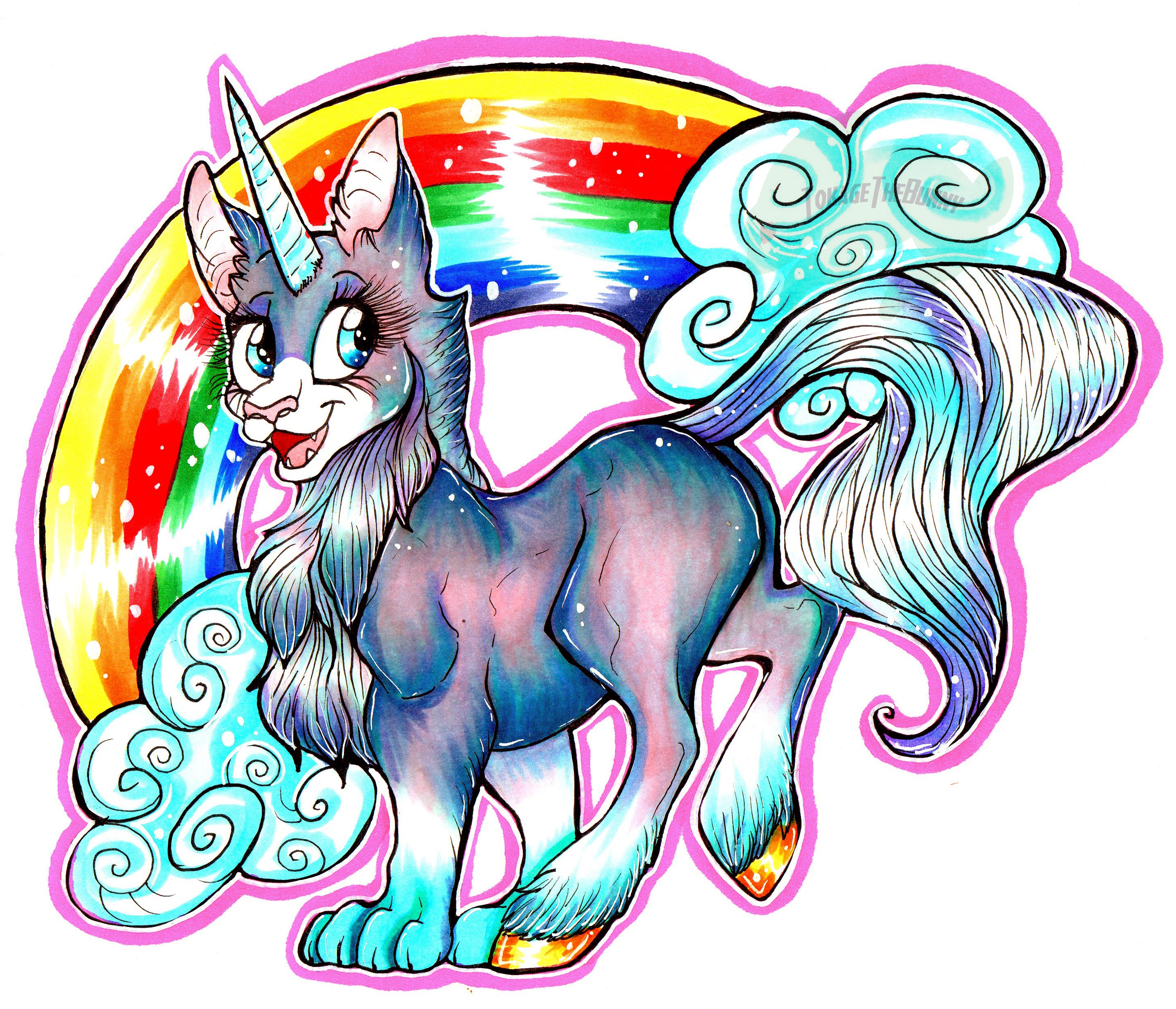 Unikitty with Rainbow and Clouds HD Wallpaper