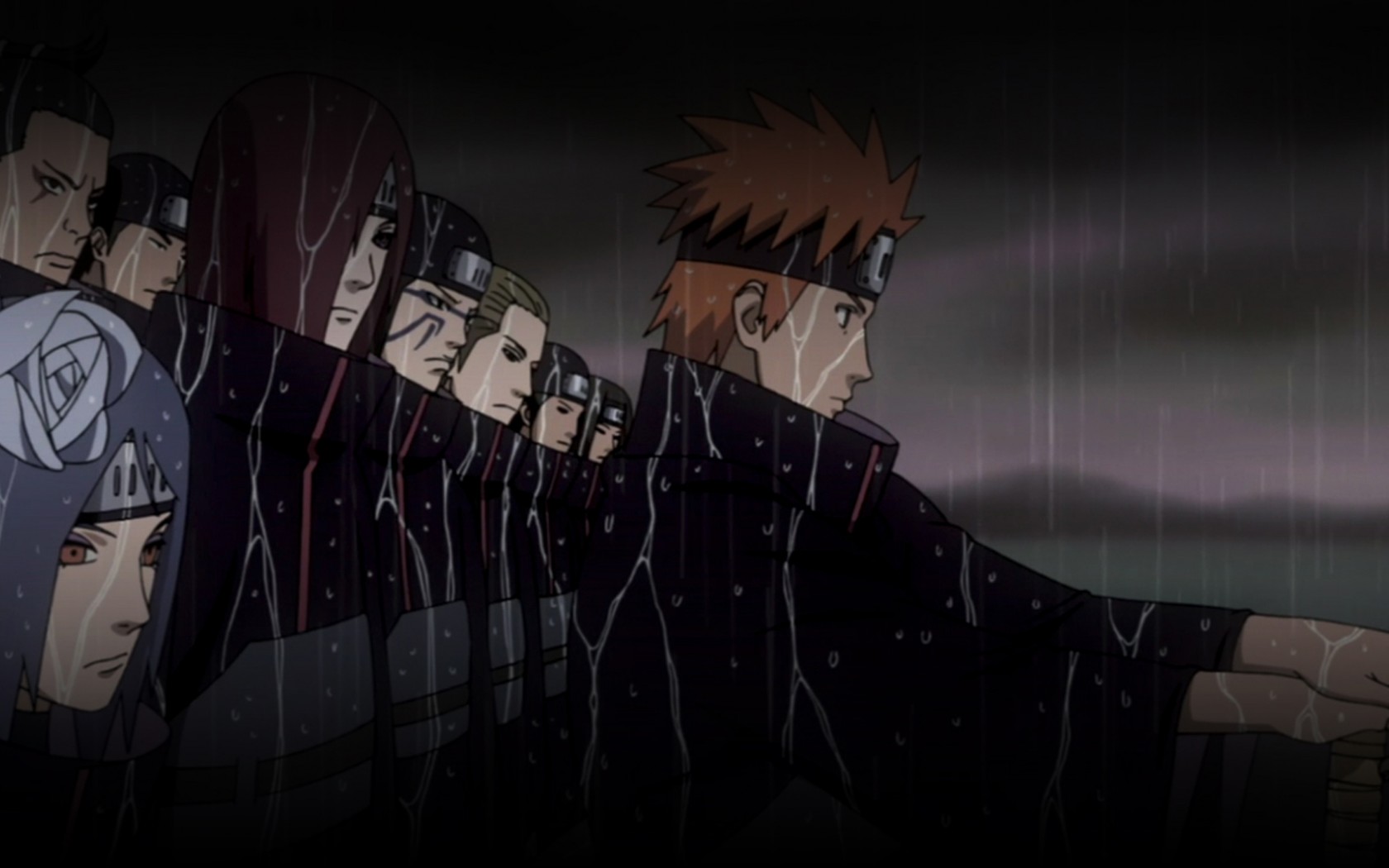 Pain and Konan from Naruto in the rain HD Wallpaper