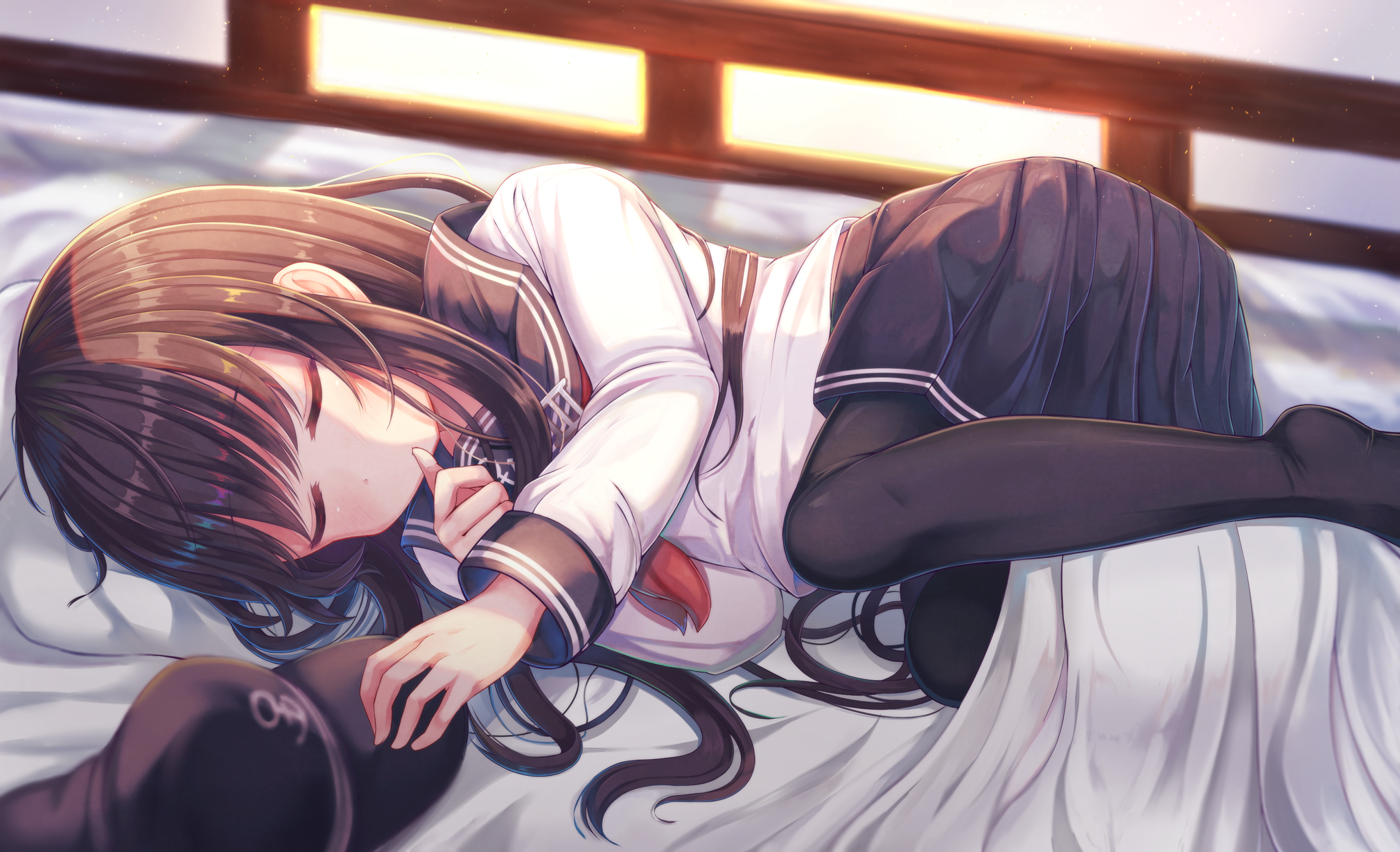 Girl sleeping in school uniform HD Wallpaper