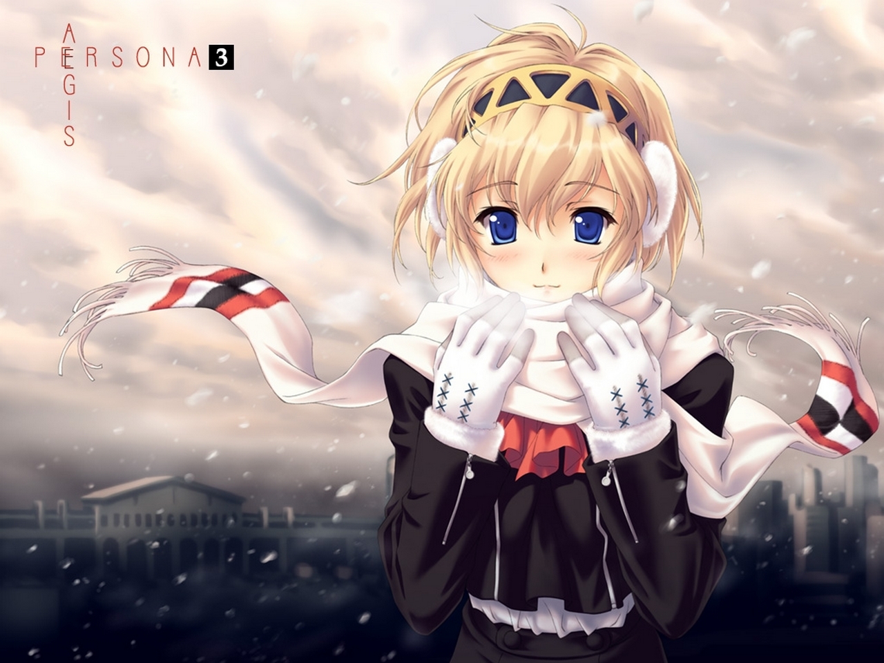Aigis from Persona 3 in winter HD Wallpaper