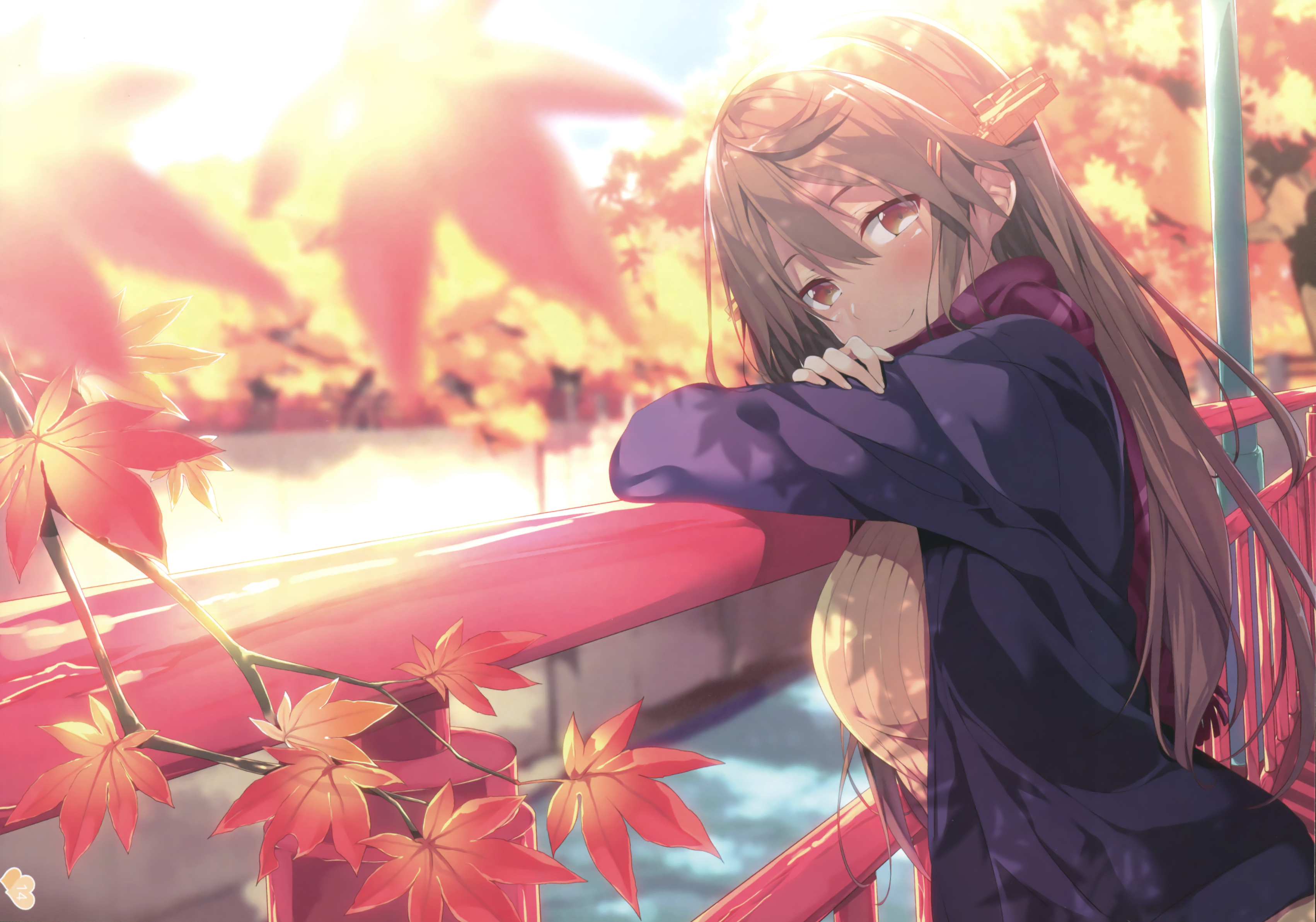 Haruna from Kancolle in autumn HD Wallpaper