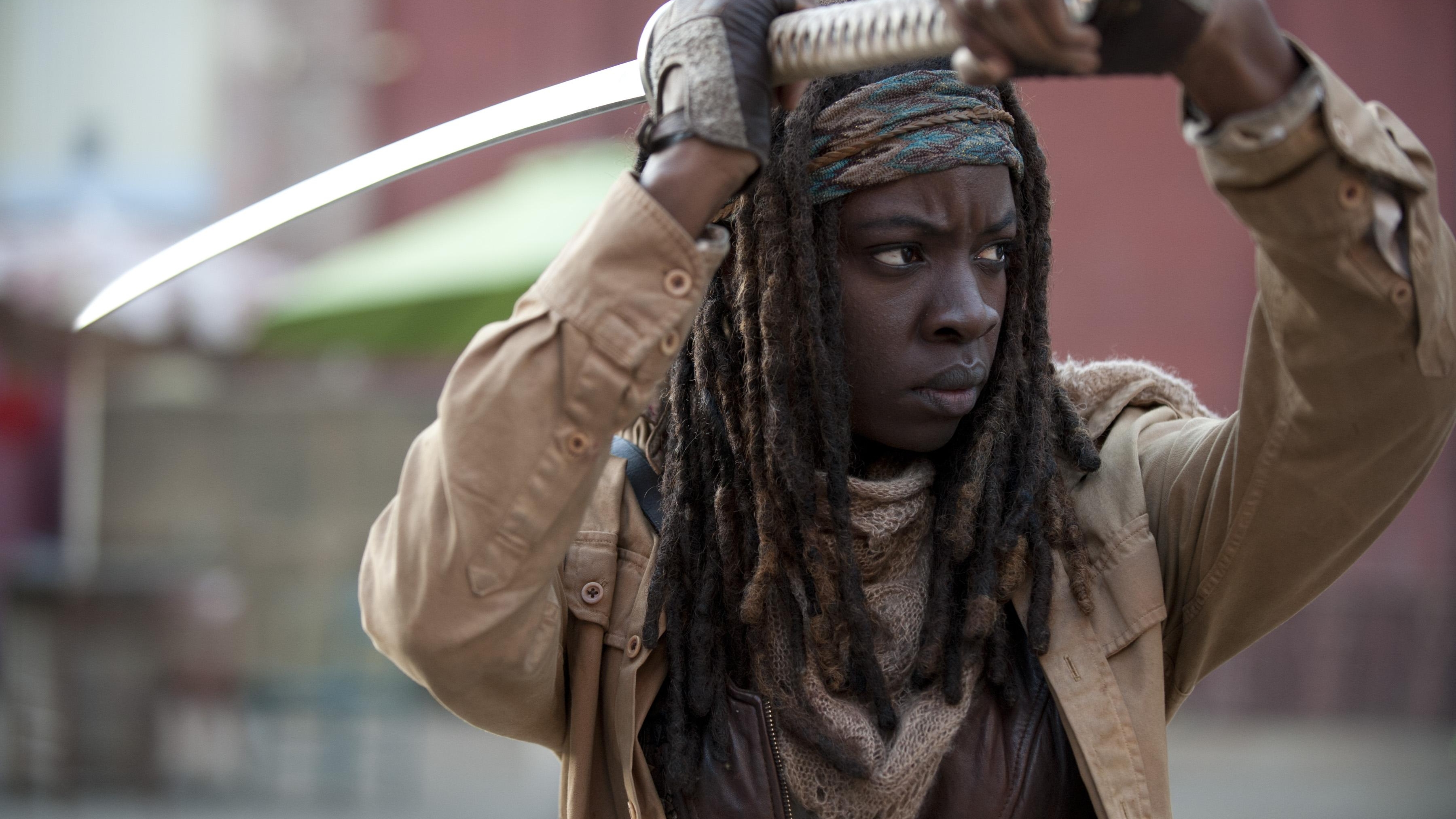 Michonne from The Walking Dead with a sword HD Wallpaper
