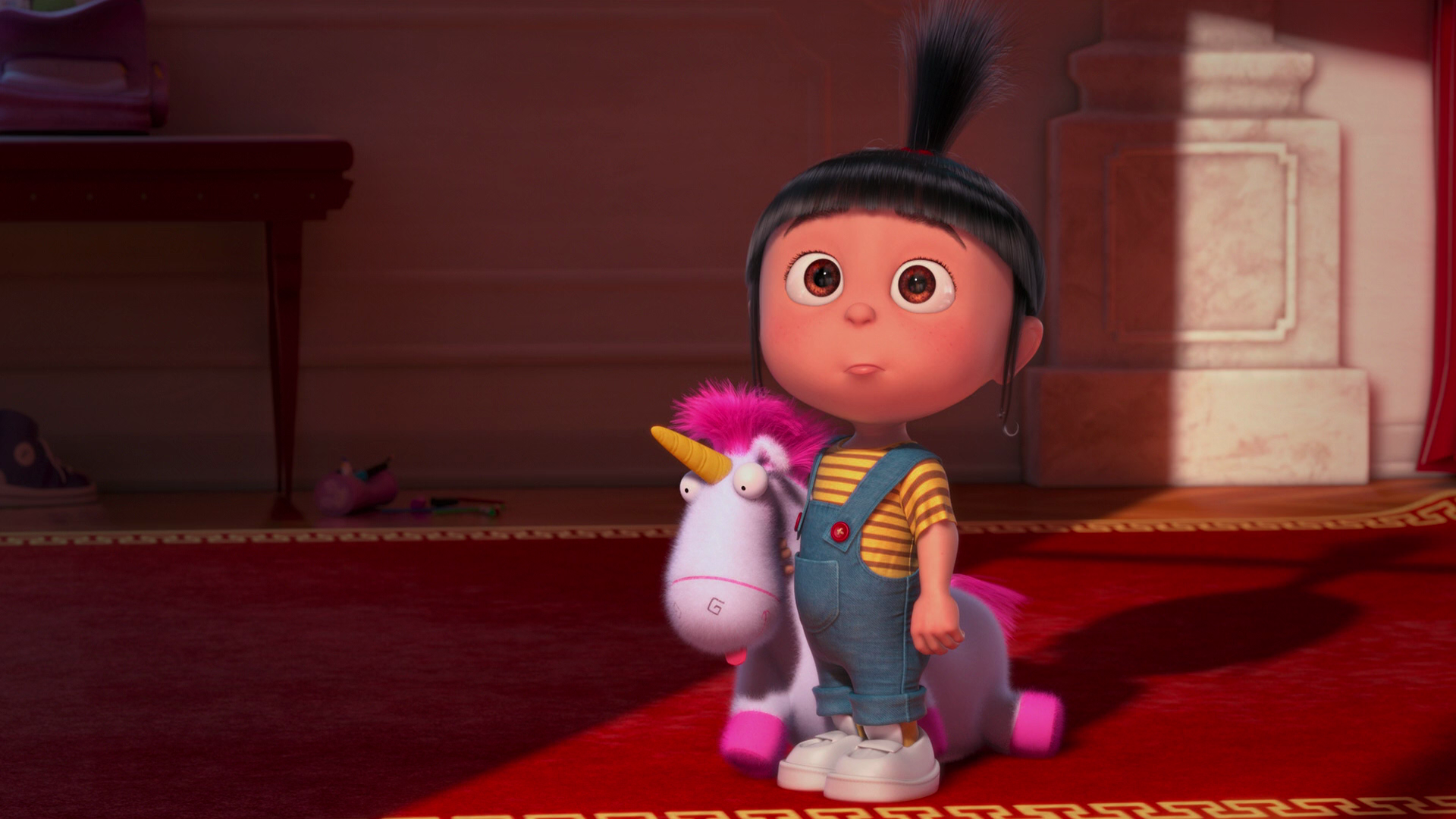 Agnes from Despicable Me with a unicorn toy HD Wallpaper