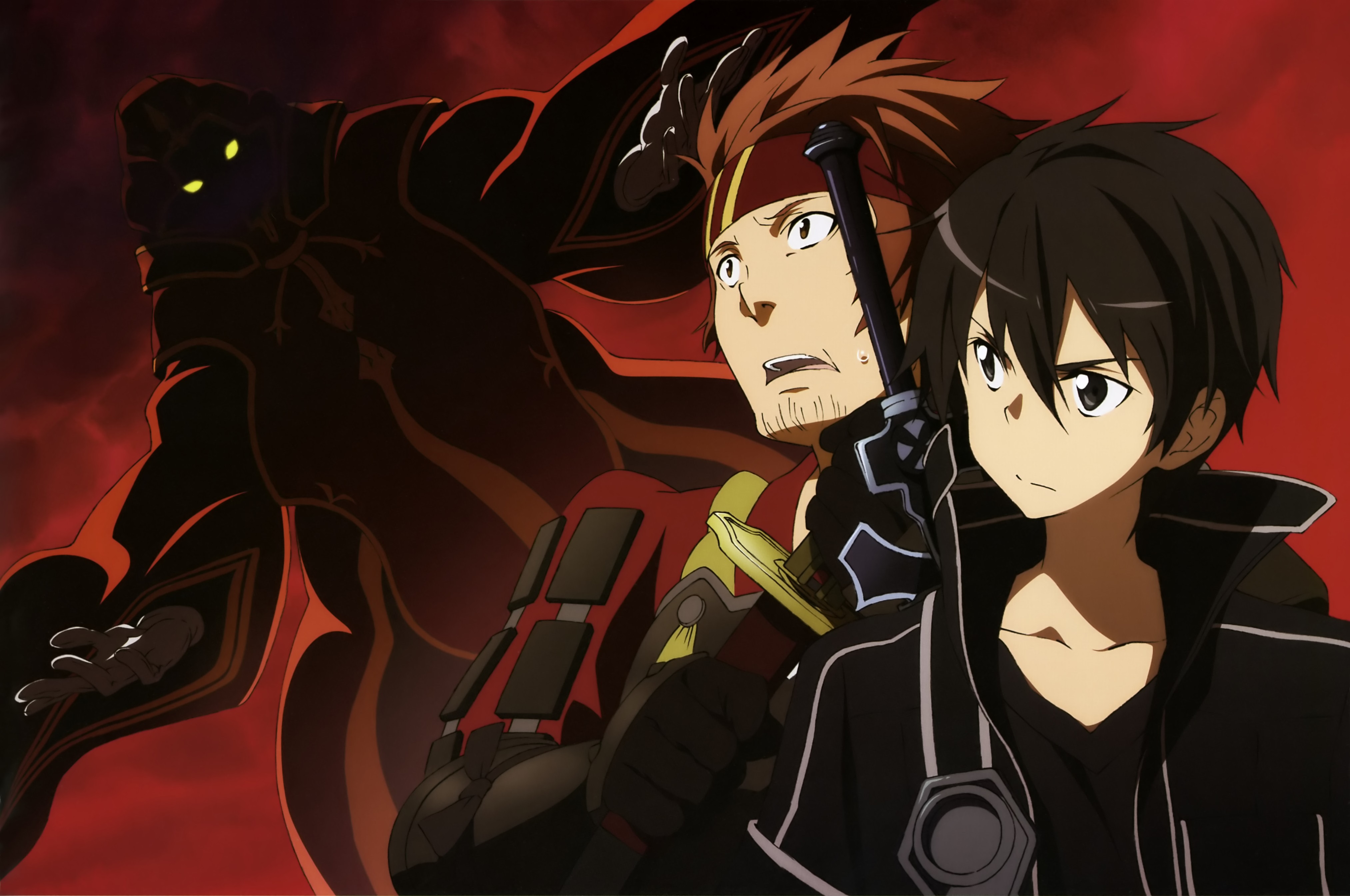 Kirito and Klein from Sword Art Online with a shadowy figure HD Wallpaper