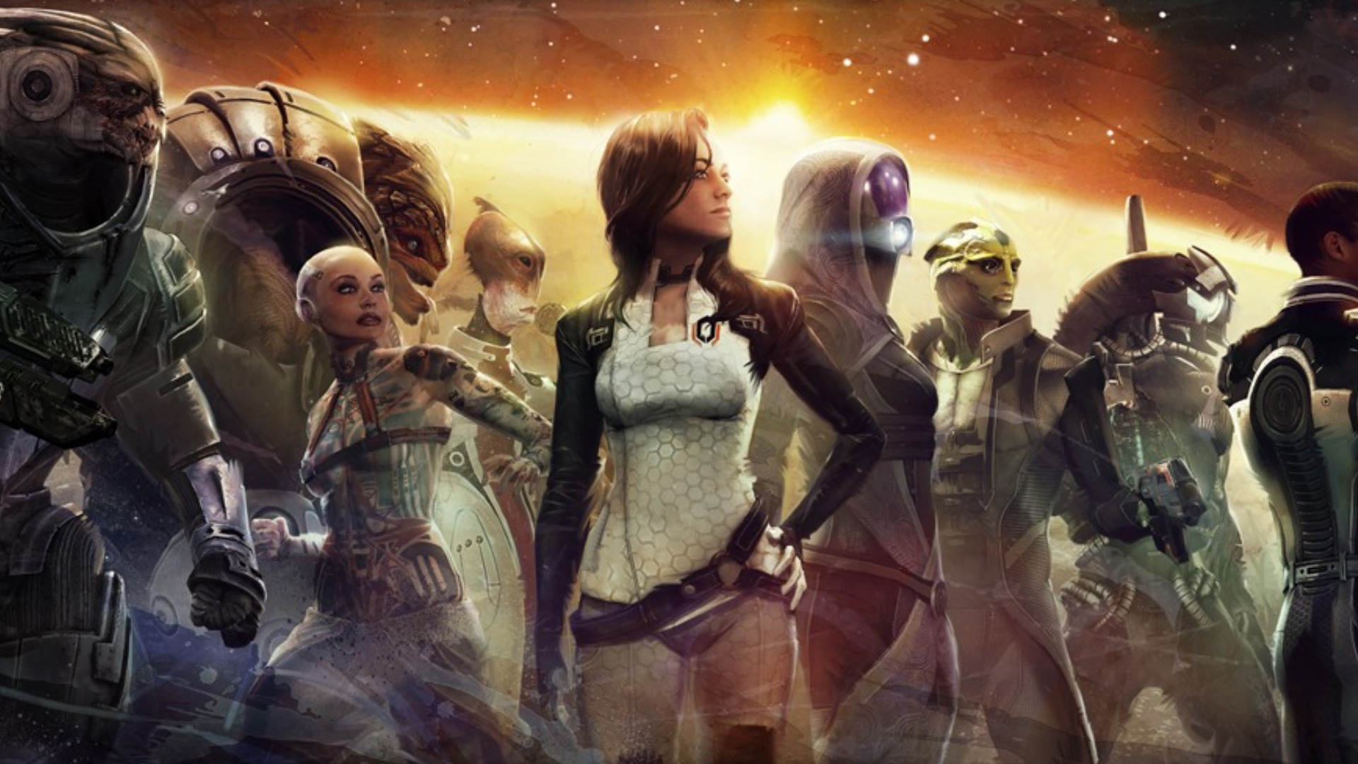 Mass Effect characters lineup HD Wallpaper