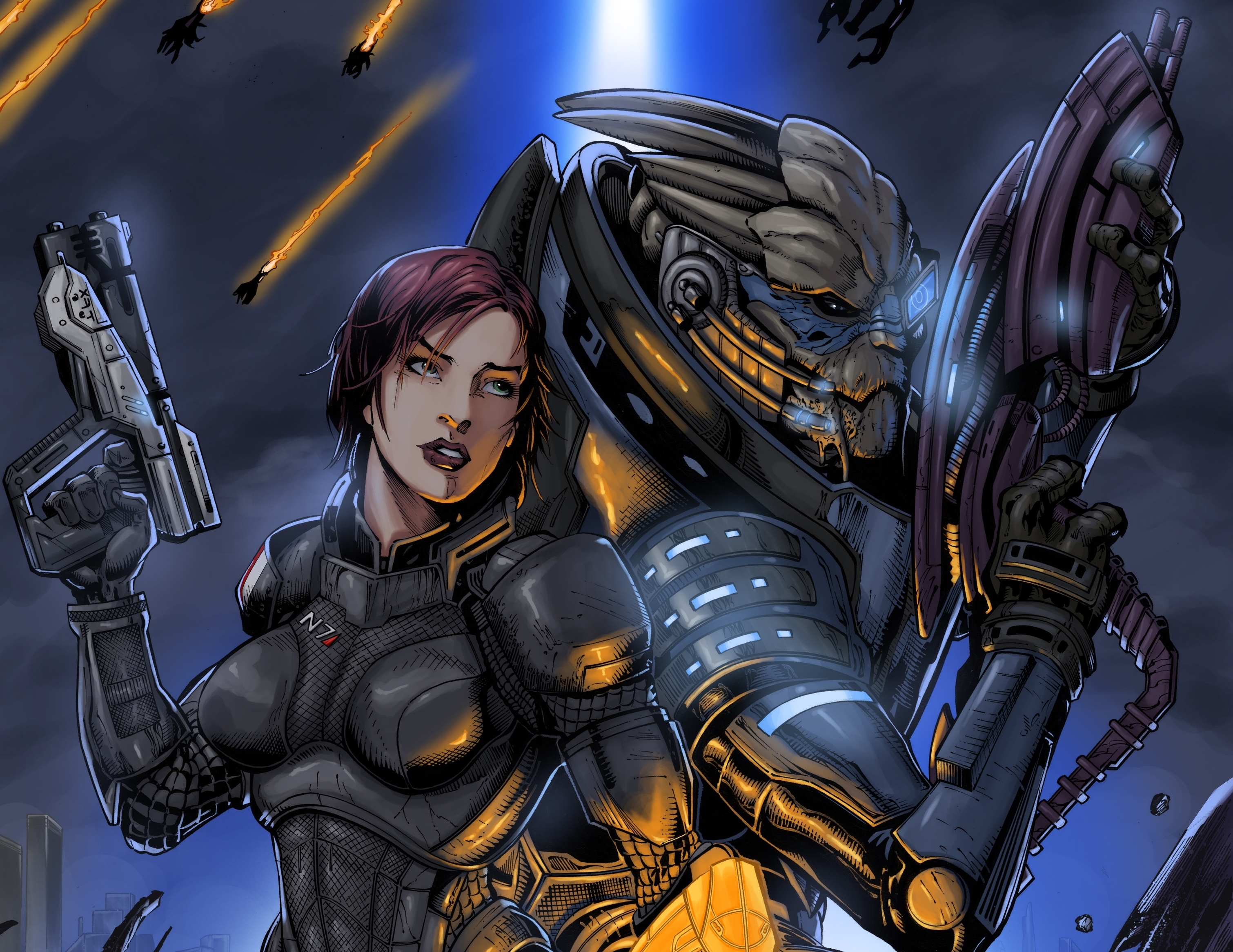 Commander Shepard and Garrus Vakarian from Mass Effect HD Wallpaper
