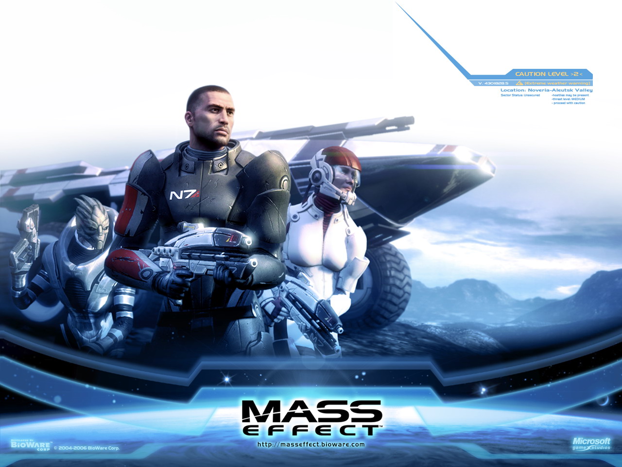 Mass Effect characters with N7 armor and vehicle HD Wallpaper