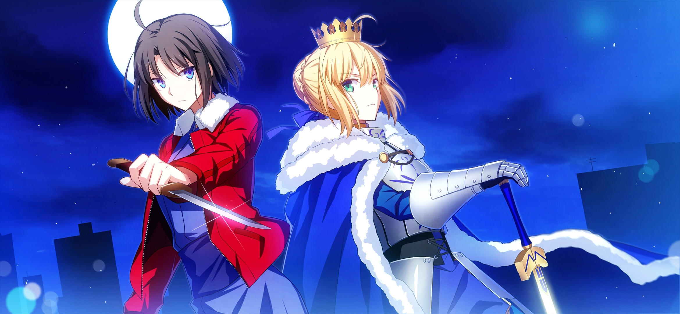 Shiki Ryougi and Saber from Fate/stay night HD Wallpaper