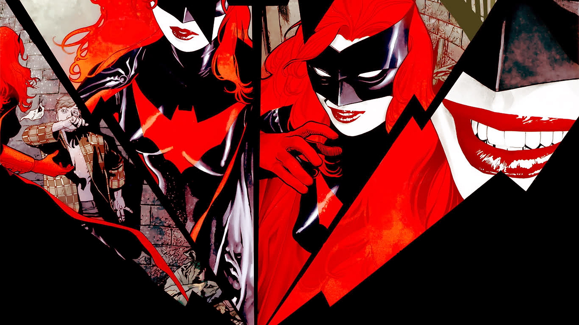 Batwoman comic art collage HD Wallpaper