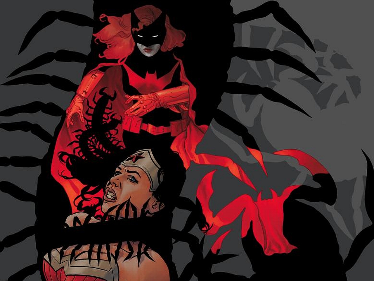 Batwoman and Wonder Woman in a dark setting HD Wallpaper
