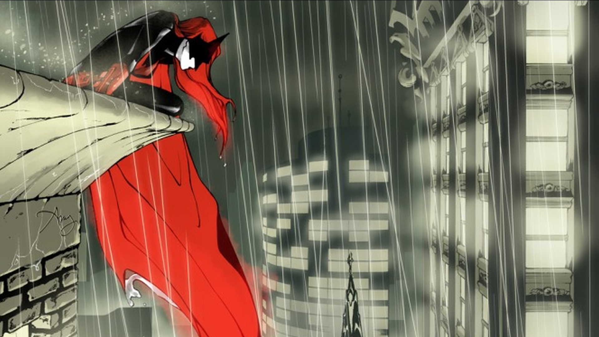 Batwoman in the rain HD Wallpaper