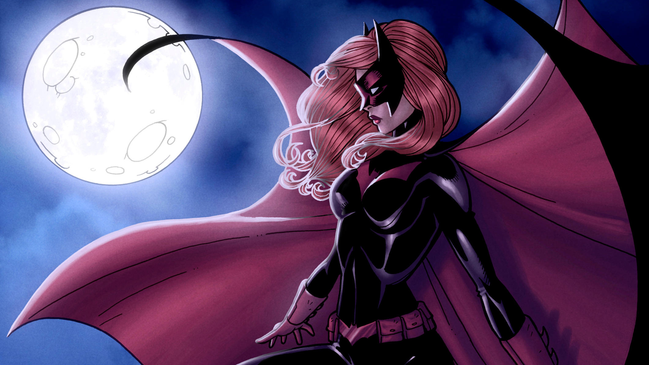 Batwoman in front of the moon HD Wallpaper