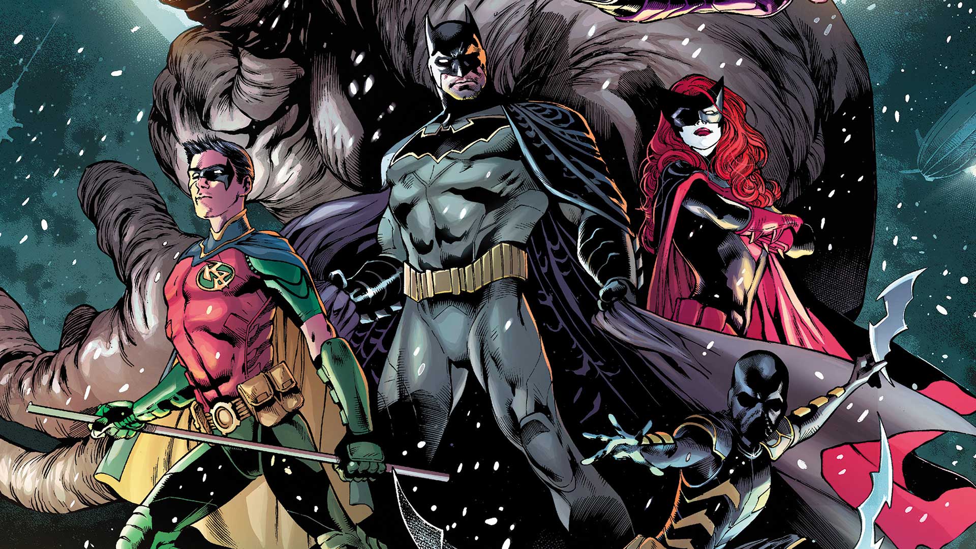 Batman and Robin with Batwoman and Batgirl HD Wallpaper