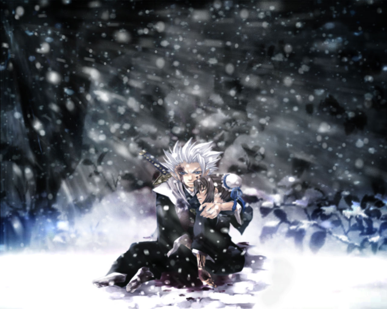 Toshiro Hitsugaya and Momo Hinamori from Bleach in snow HD Wallpaper