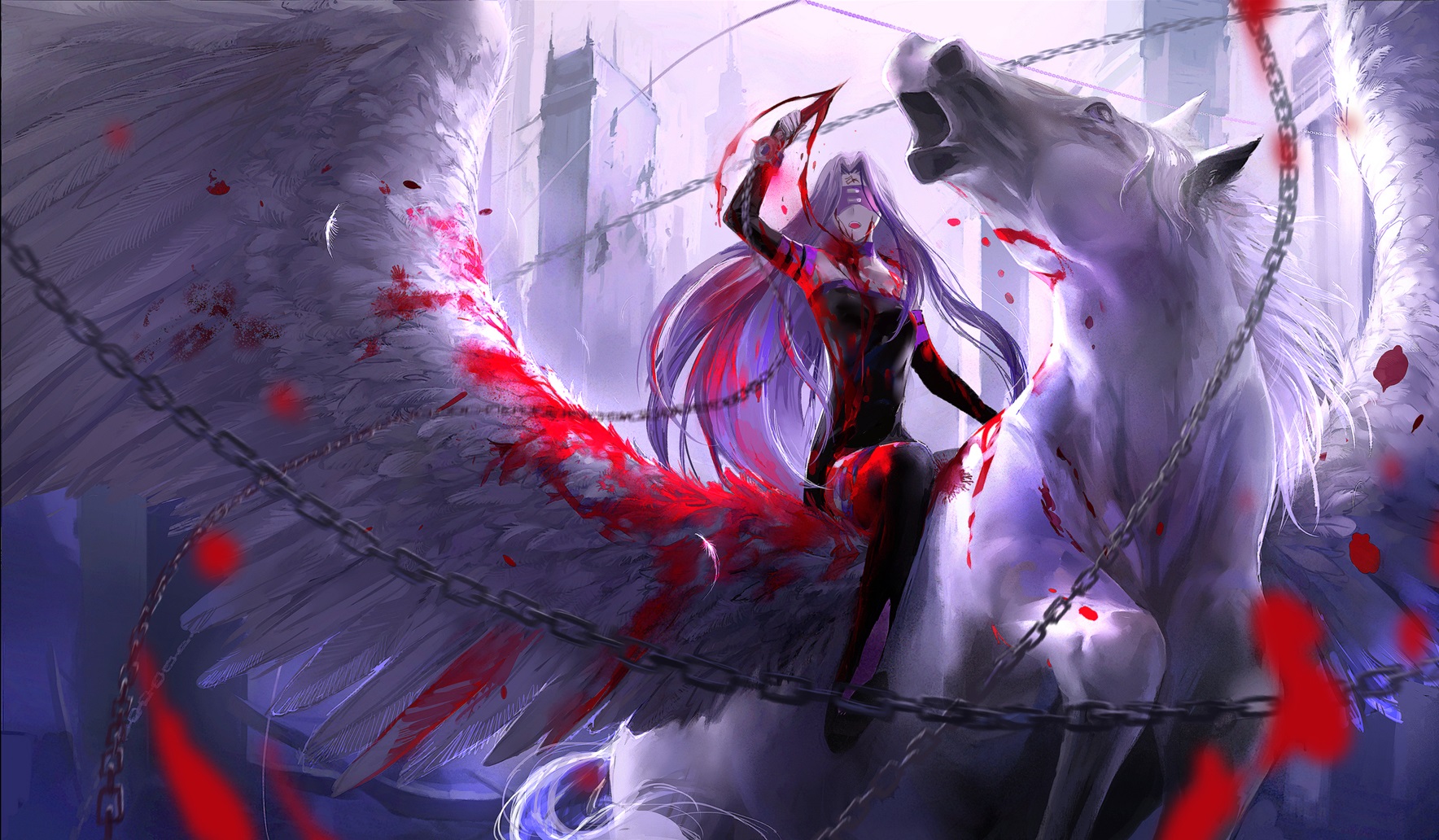 Rider from Fate/stay Night on a Pegasus HD Wallpaper