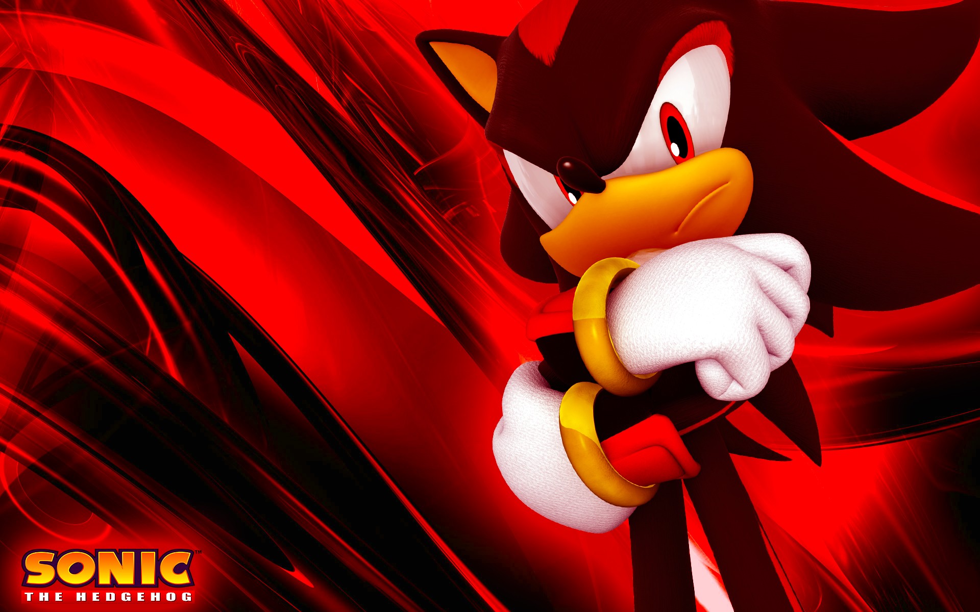 Shadow the Hedgehog with Intense Red Background HD Wallpaper