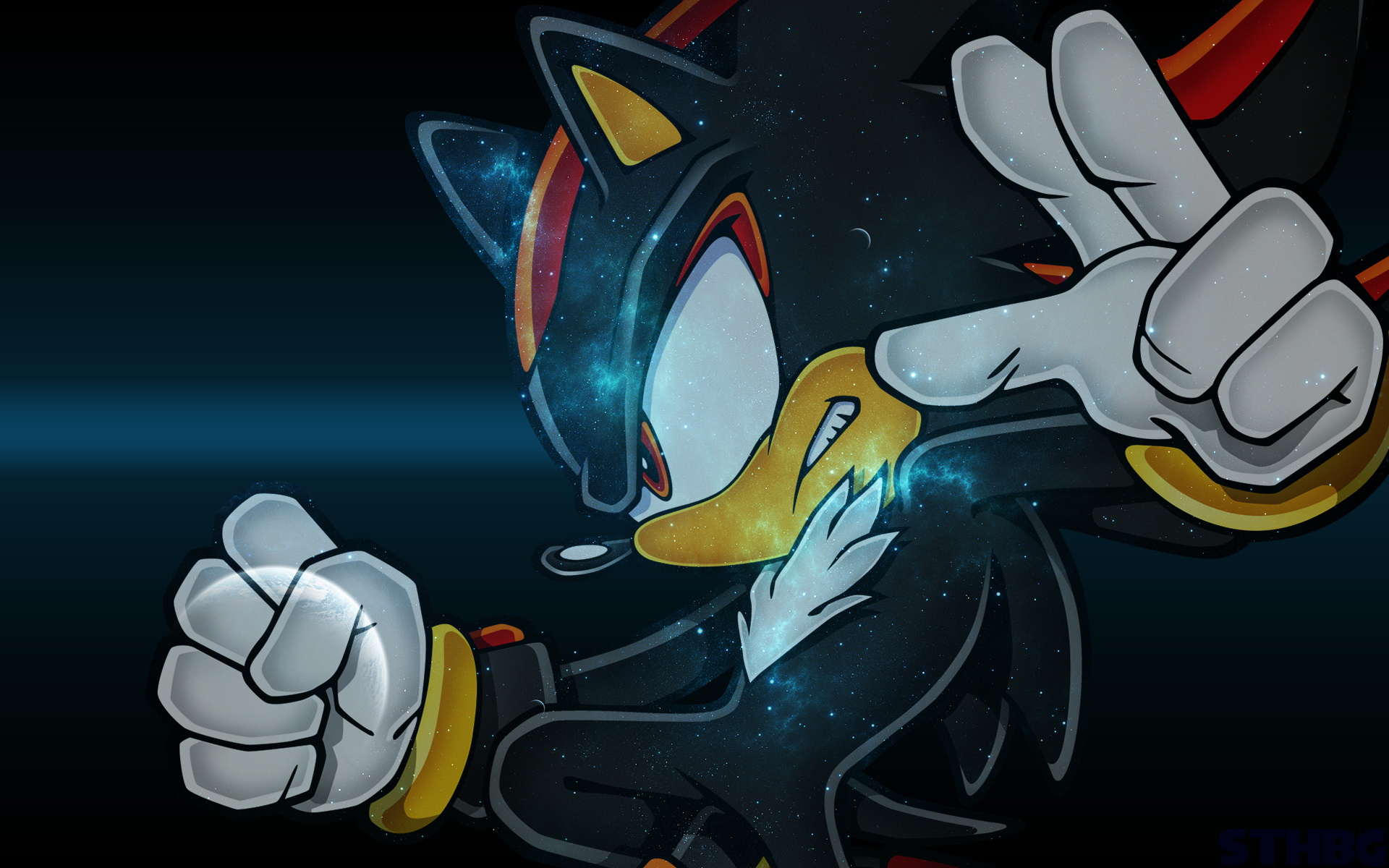Shadow the Hedgehog with galaxy pattern HD Wallpaper